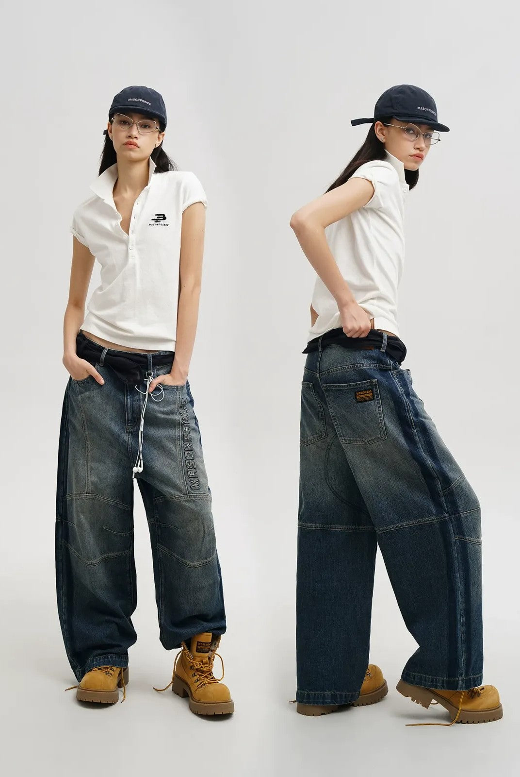 MASONPRINCE Structural Workwear Jeans in Blue - On Model