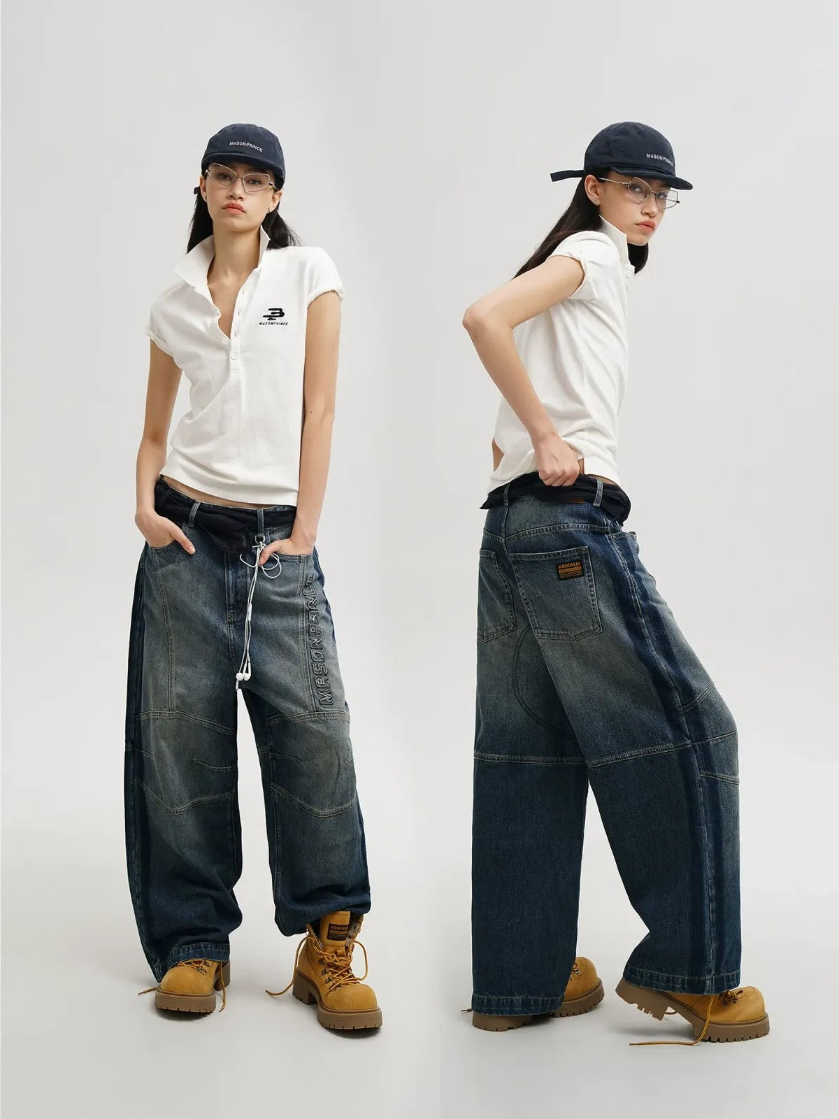MASONPRINCE Structural Workwear Jeans in Blue - On Model