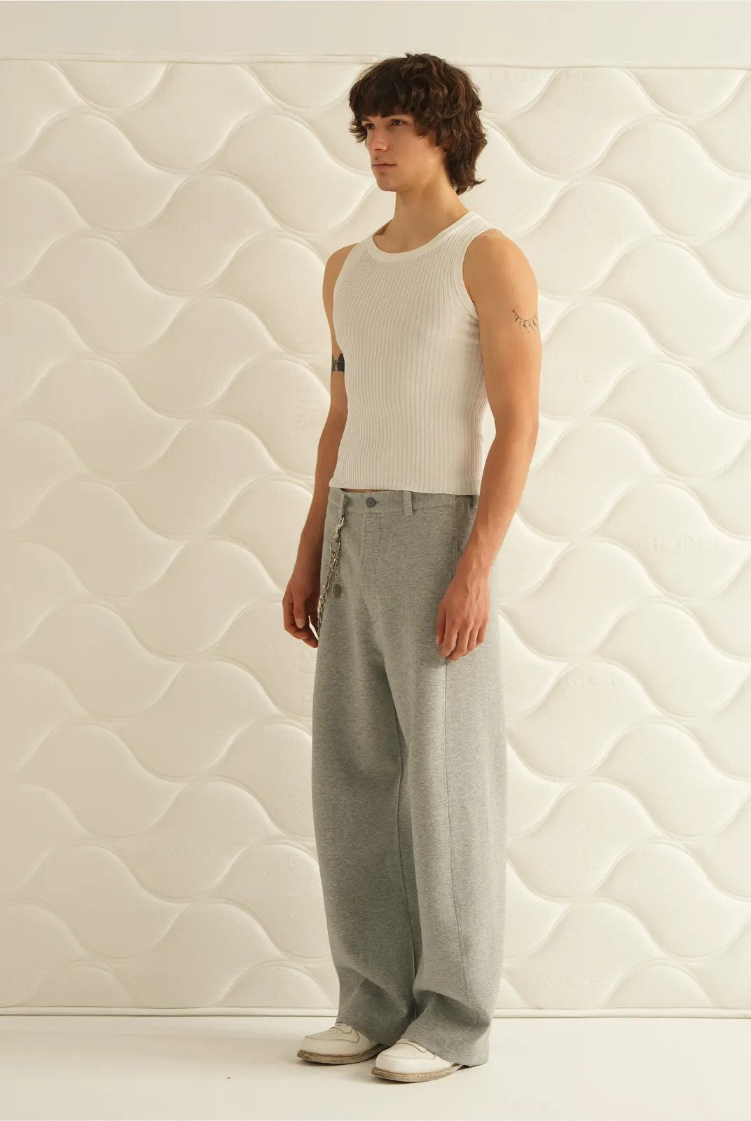 Retro 21 Air Layer Curved Leg Pants in Gray - On Model