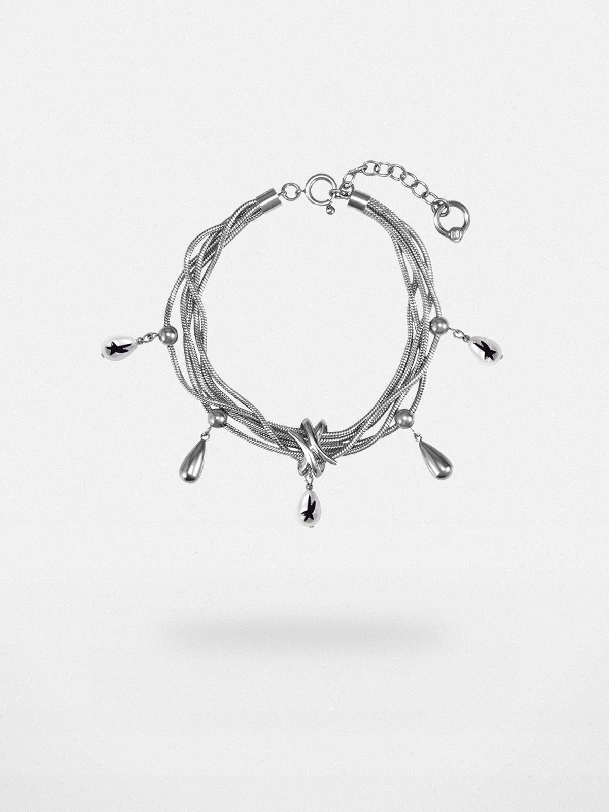 BLACKHEAD Multi Chain Teardrop Pearl Bracelet in Silver