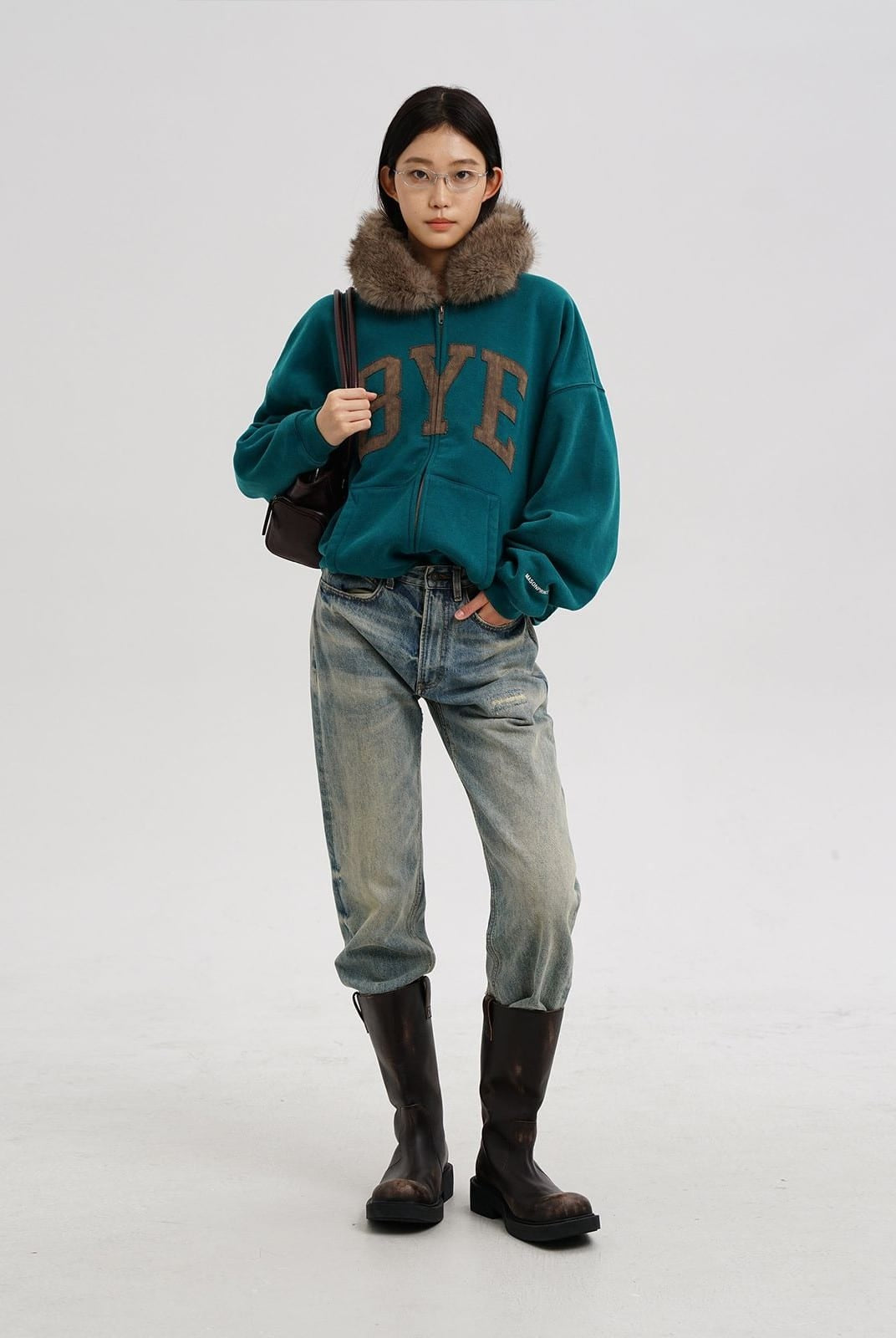 MasonPrince Wide Shaft Military Boots in Brown - On Model