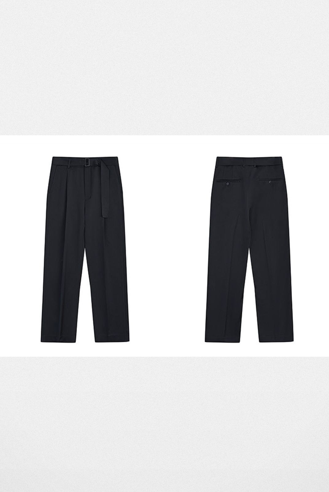 Roolrren Homme Belted Triacetate Cropped Trousers in Navy Blue