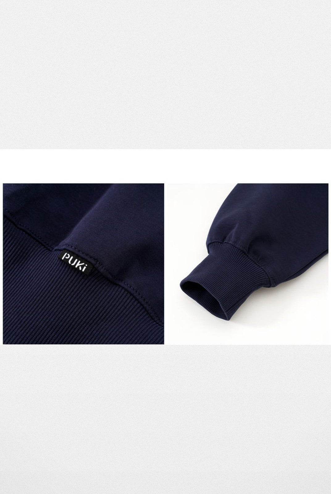 PUKI Convertible Off Shoulder Sweatshirt in Navy Blue - Detail