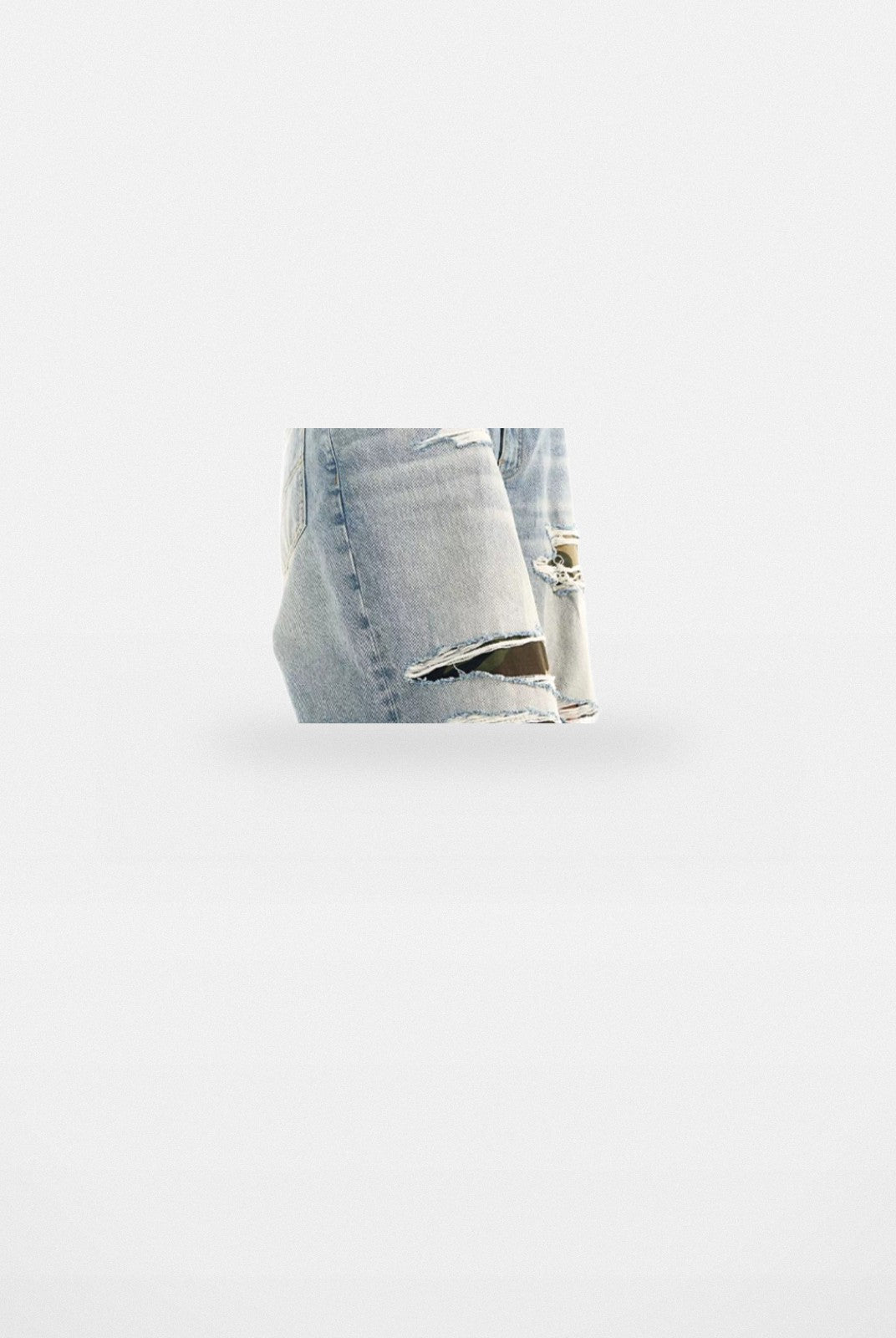 BLINDNOPLAN Distressed Camo Patch Jeans in Blue - Detail