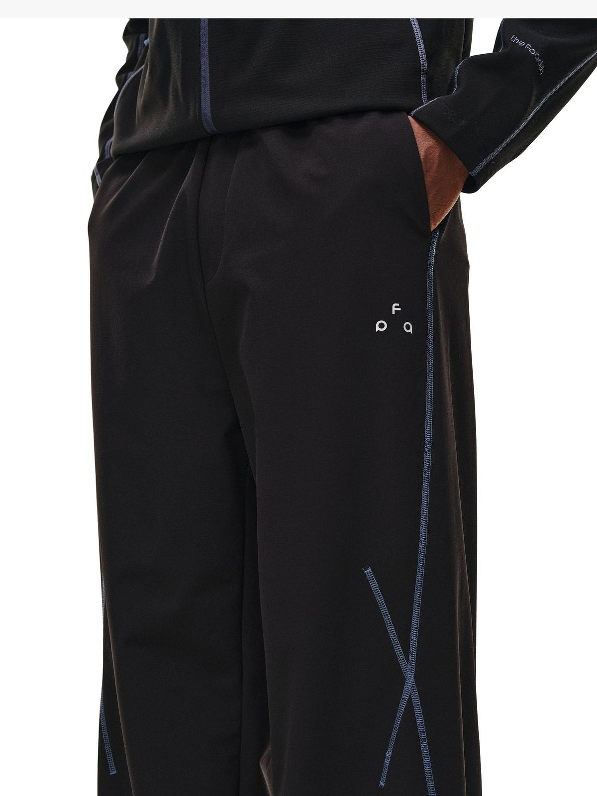 FPA Curved Leg Nylon Trousers in Black - On Model