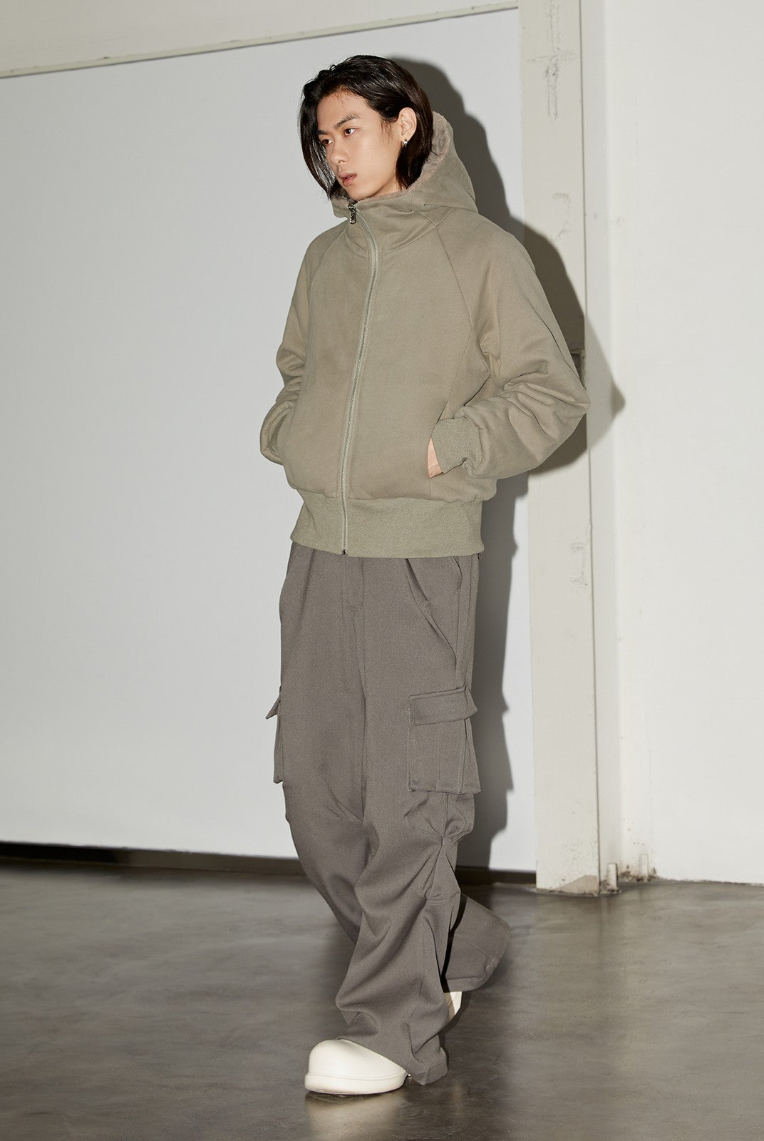 Y Official Reversible Berber Fleece Jacket in Green - On Male Model