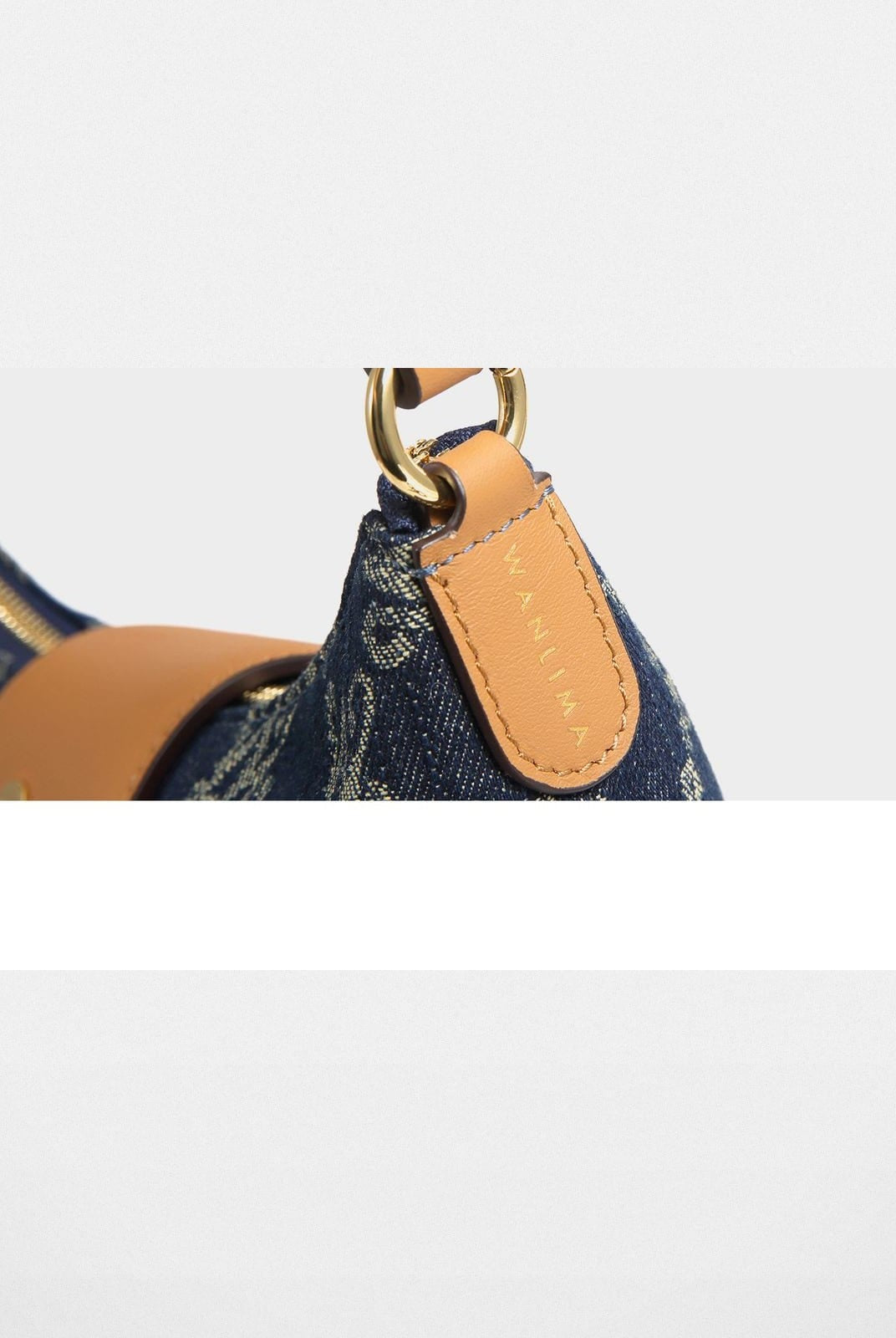 WANLIMA Monogram Denim Dumpling Bag in Denim - Detail