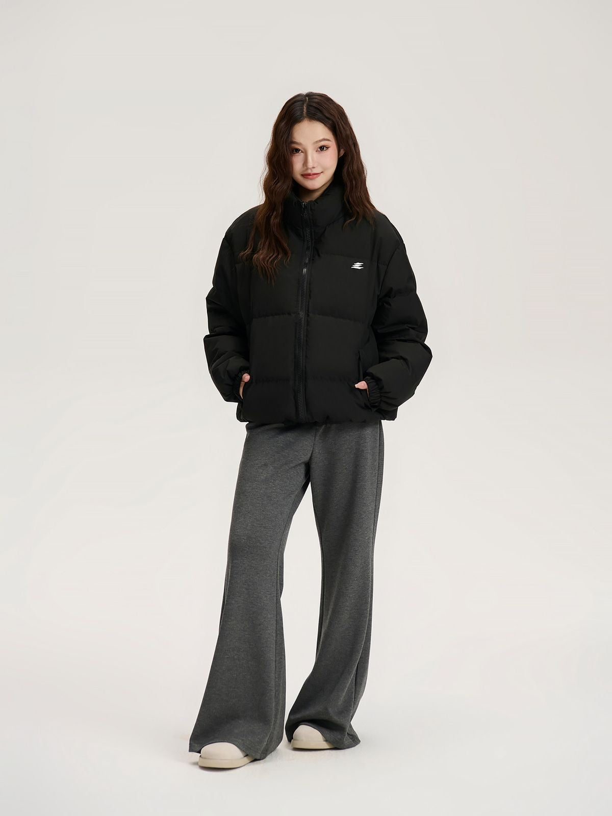 LOSTCTRL Teflon Coated Duck Down Puffer in Black - On Model