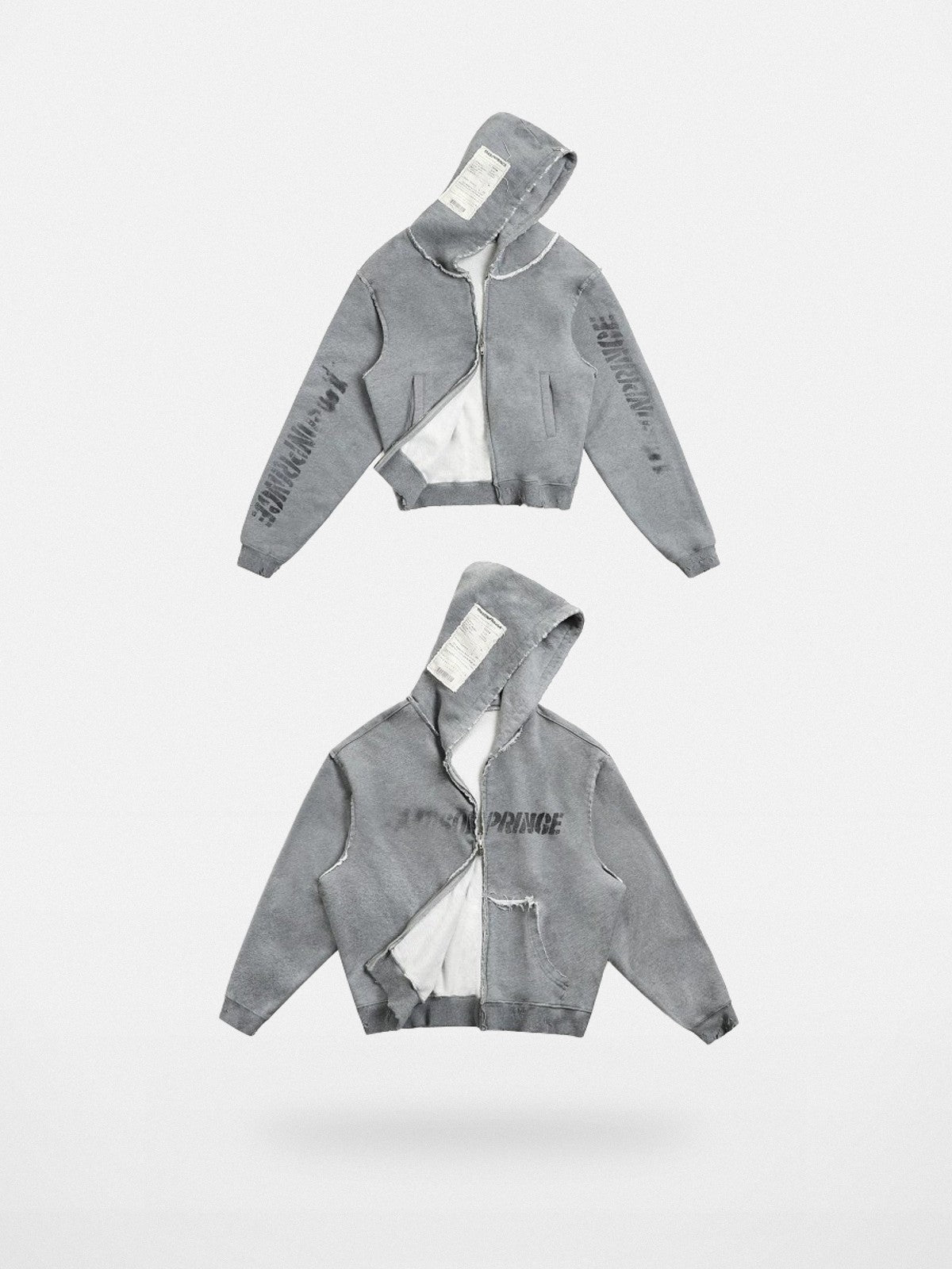 MASONPRINCE Heavyweight Graffiti Zip Hoodie in Gray