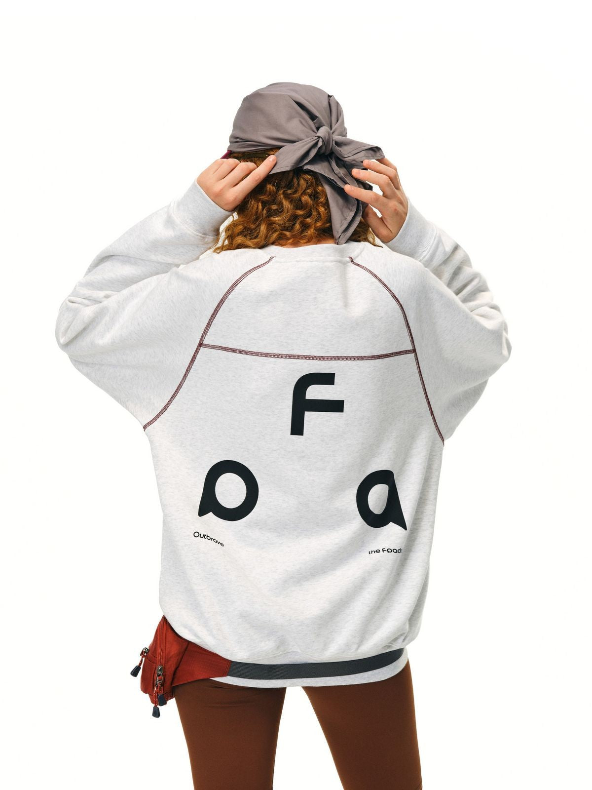 FPA Contrast Stitch Thermal Sweatshirt in Gray - On Model