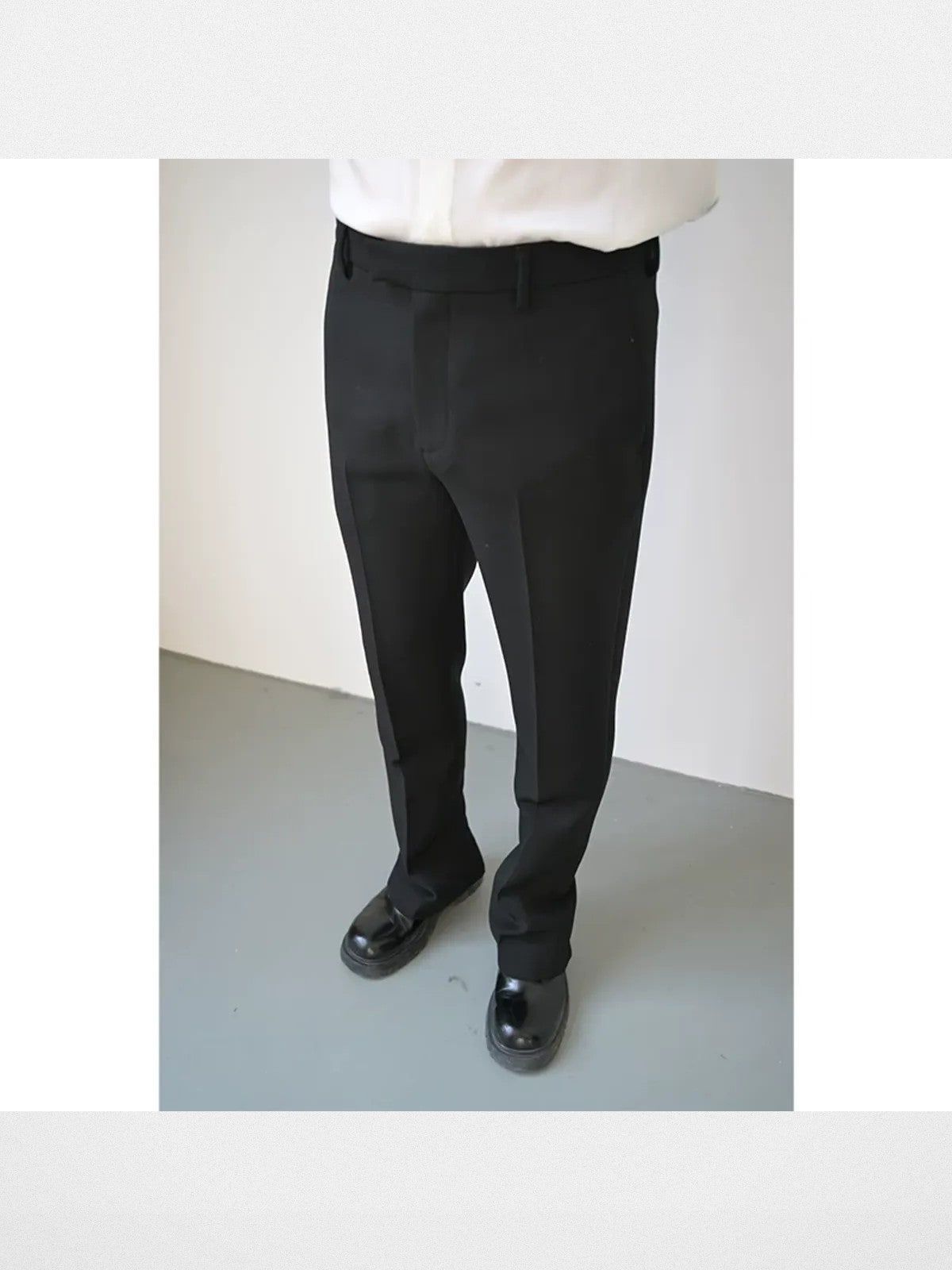 Roolrren Homme Heavyweight Worsted Wool Trousers in Black - On Model