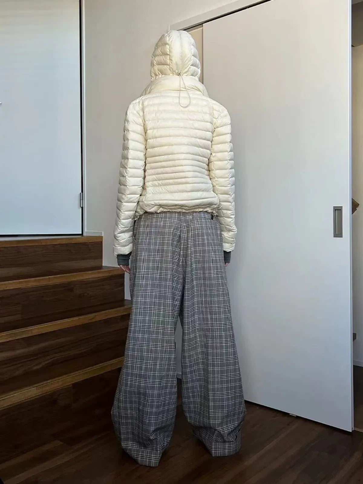 RARELY ALIKE Detachable Hood Down Puffer in White - On Model