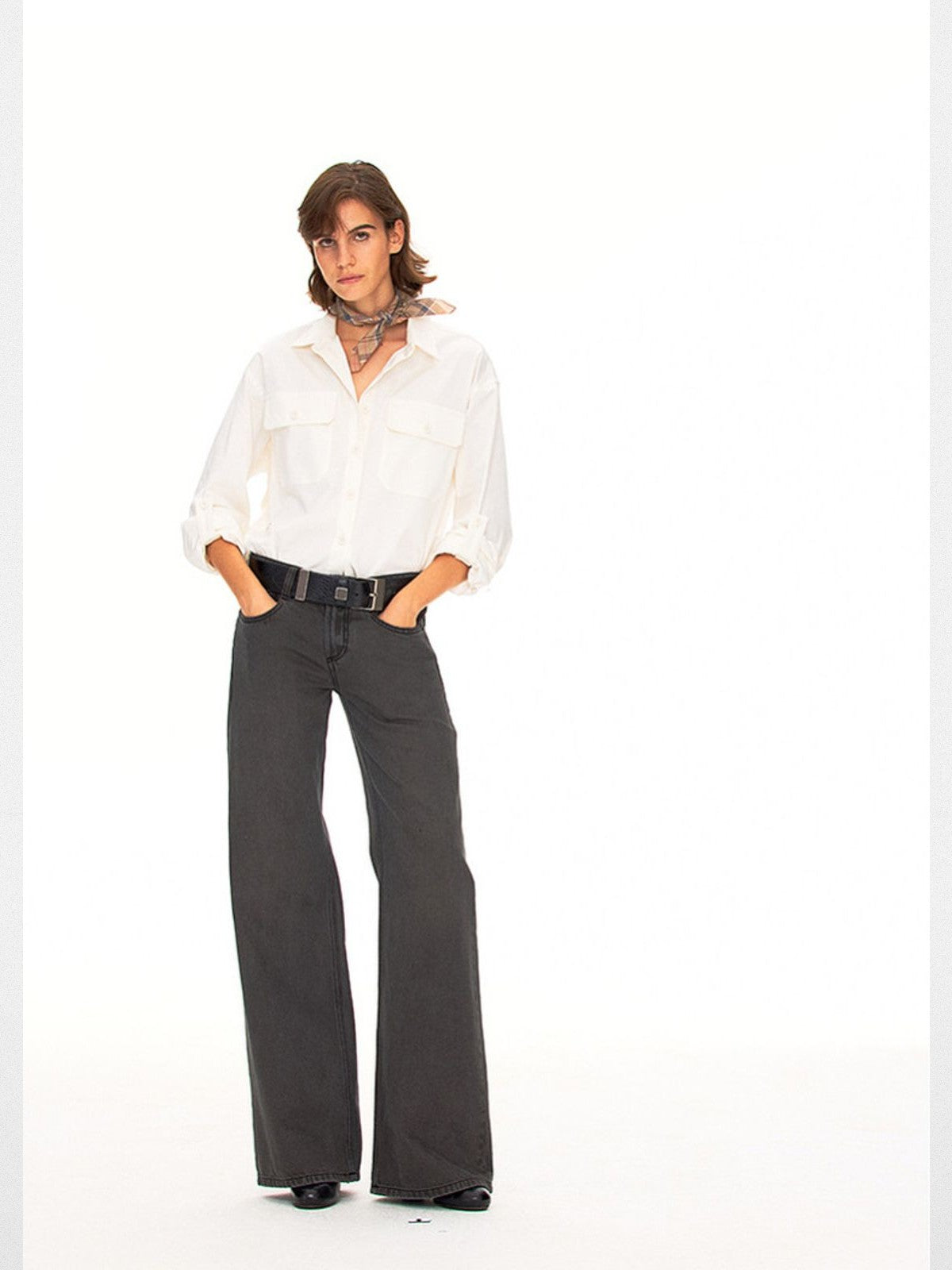 FaxCopyExpress Vintage Wash Gray Jeans in Gray - On Model