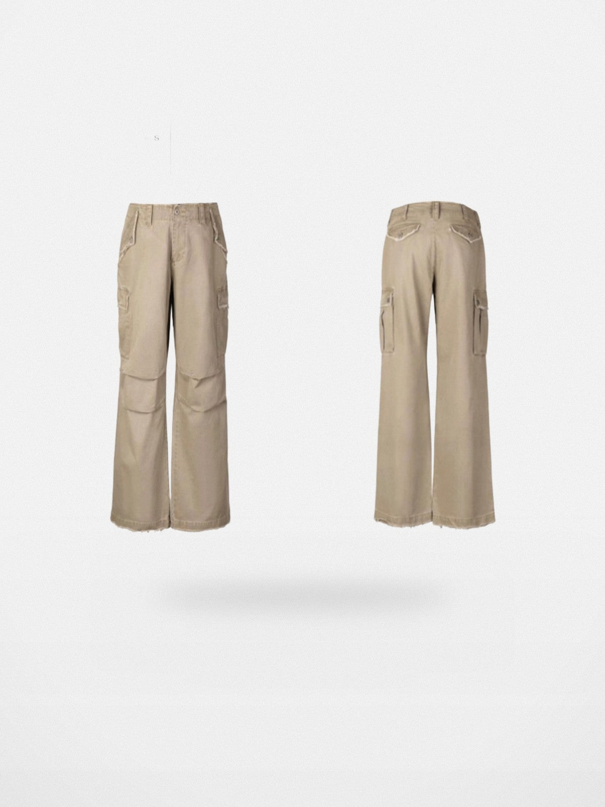 VLABMADE Distressed Paratrooper Cargo Pants in Beige