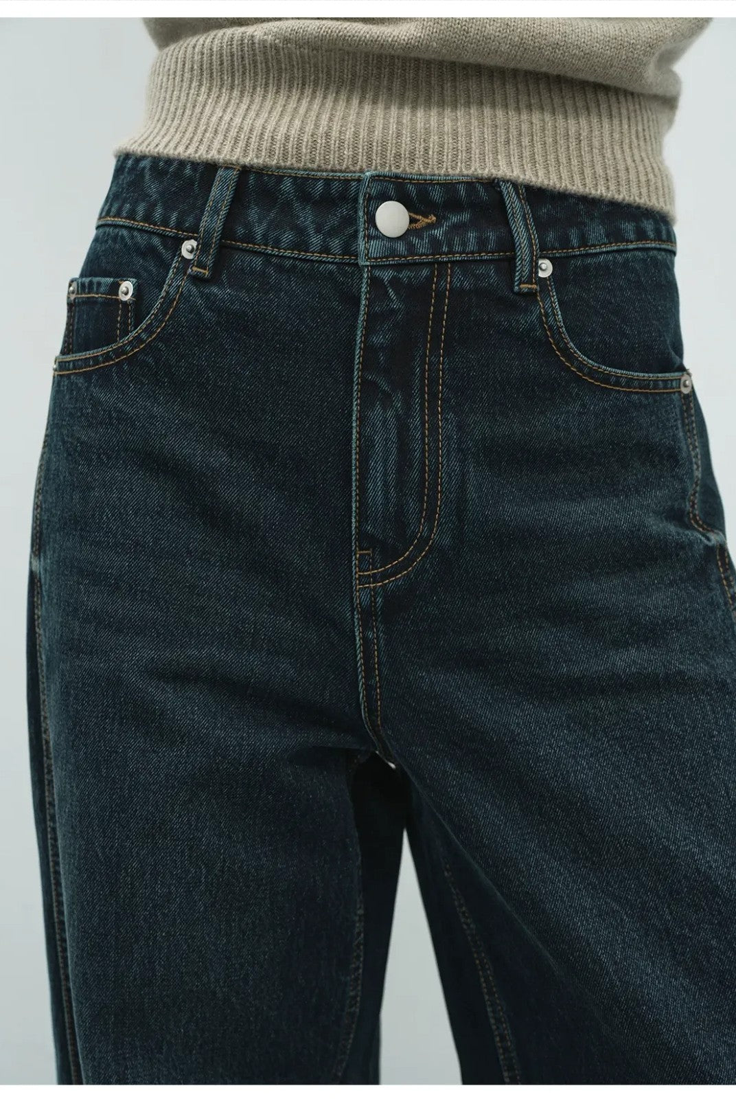 RandomPiece 3D Cut Turkish Cotton Jeans in Blue - On Model