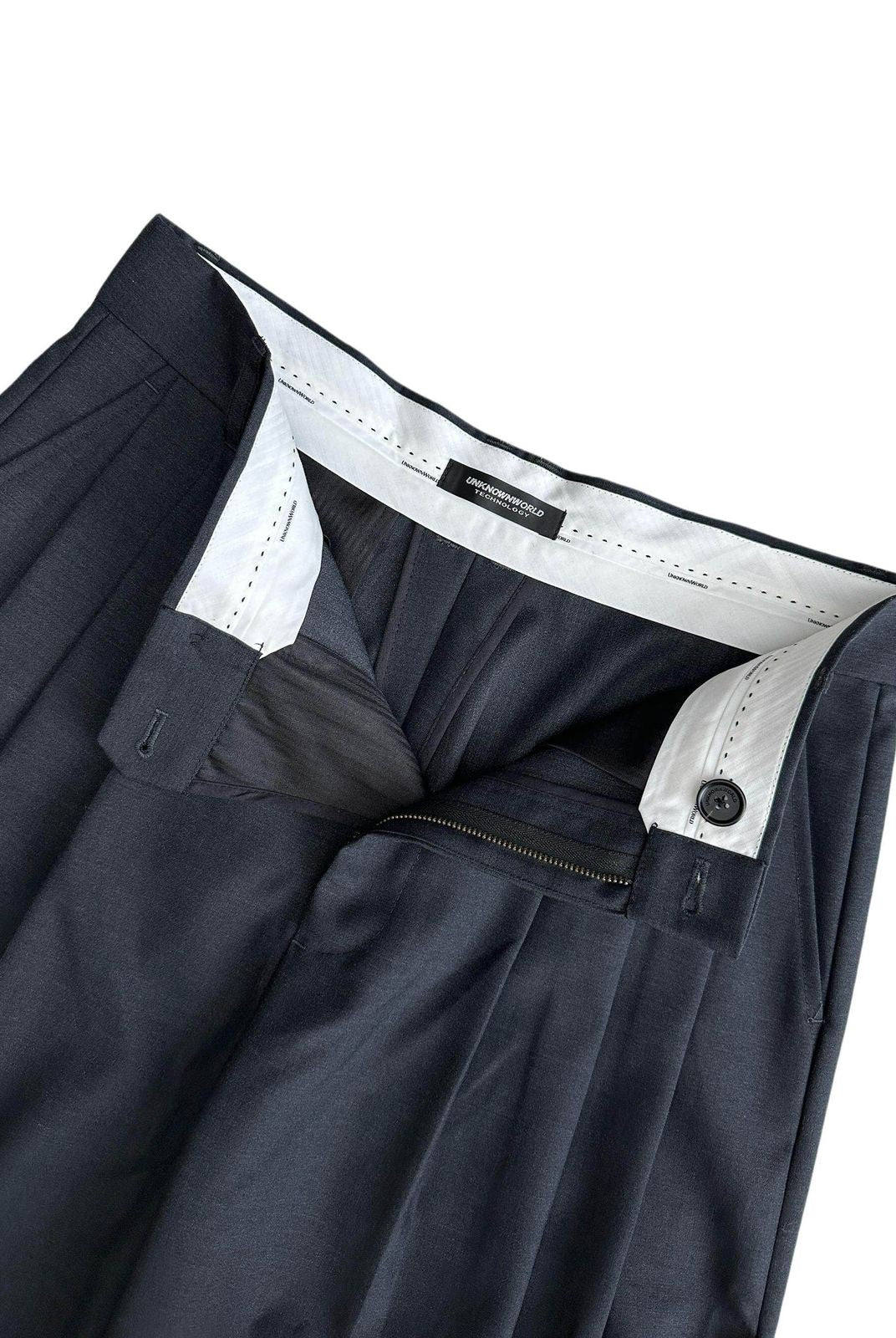 UNKNOWNWORLD Triple Pleated Wool Blend Trousers in Gray