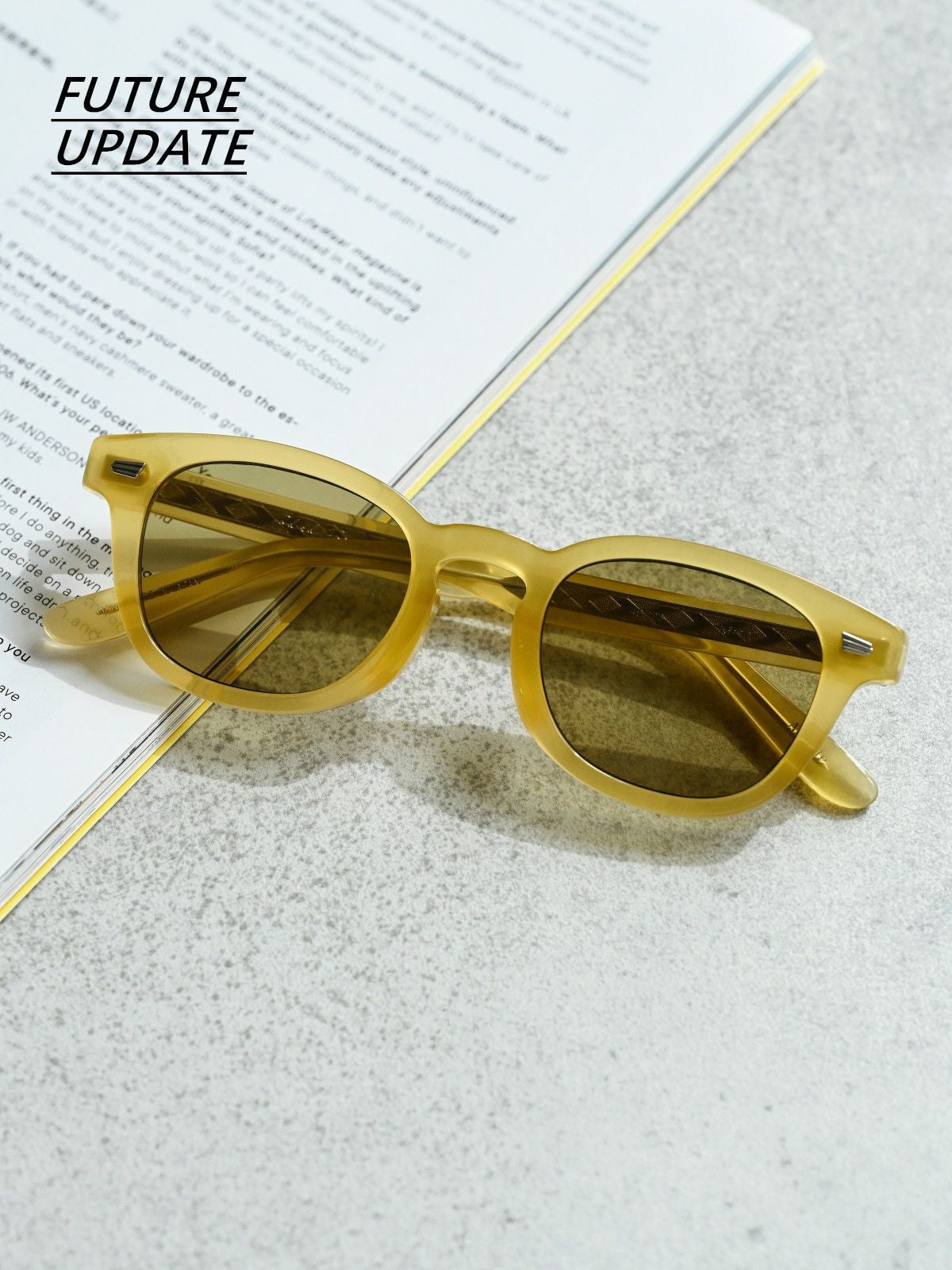 FUTURE UPDATE Lemon Yellow Retro Sunglasses in Yellow - Lifestyle