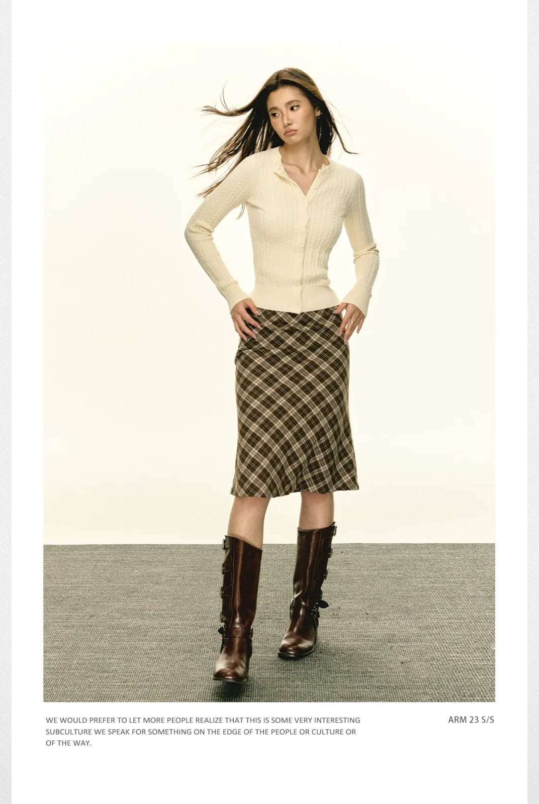 ARISEISM Slim Cable Knit Cardigan in Gray