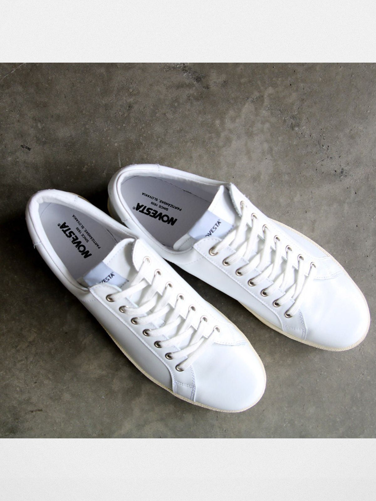 Soda Trendy Goods Italian Leather Tennis Sneakers in White/Ecru