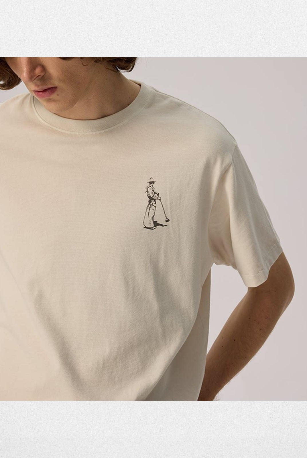 AFterTaste Garment Dyed Vintage Wash T Shirt in Cream - On Model