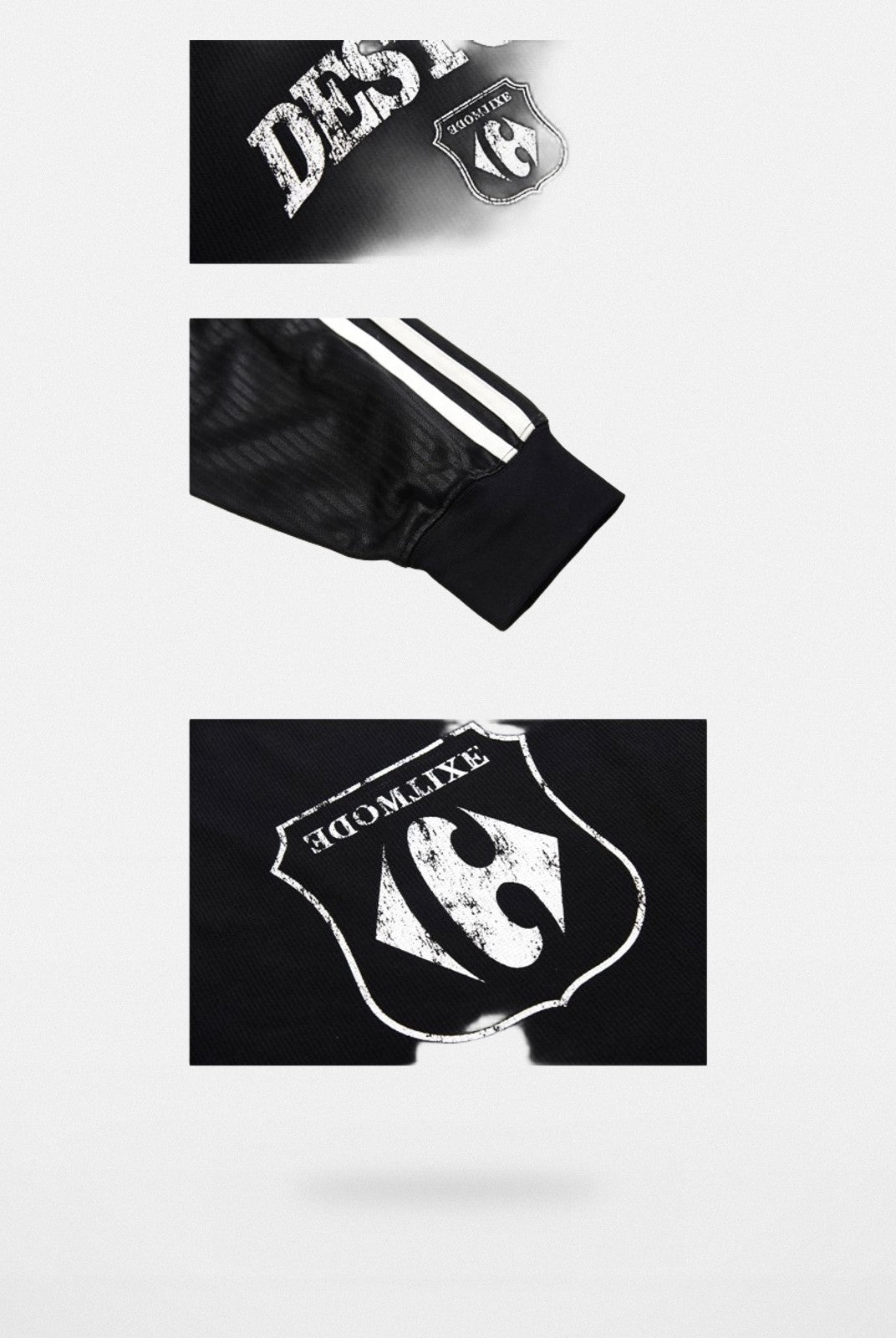 BLINDNOPLAN Distressed Faux Layered Tee in Black - Detail