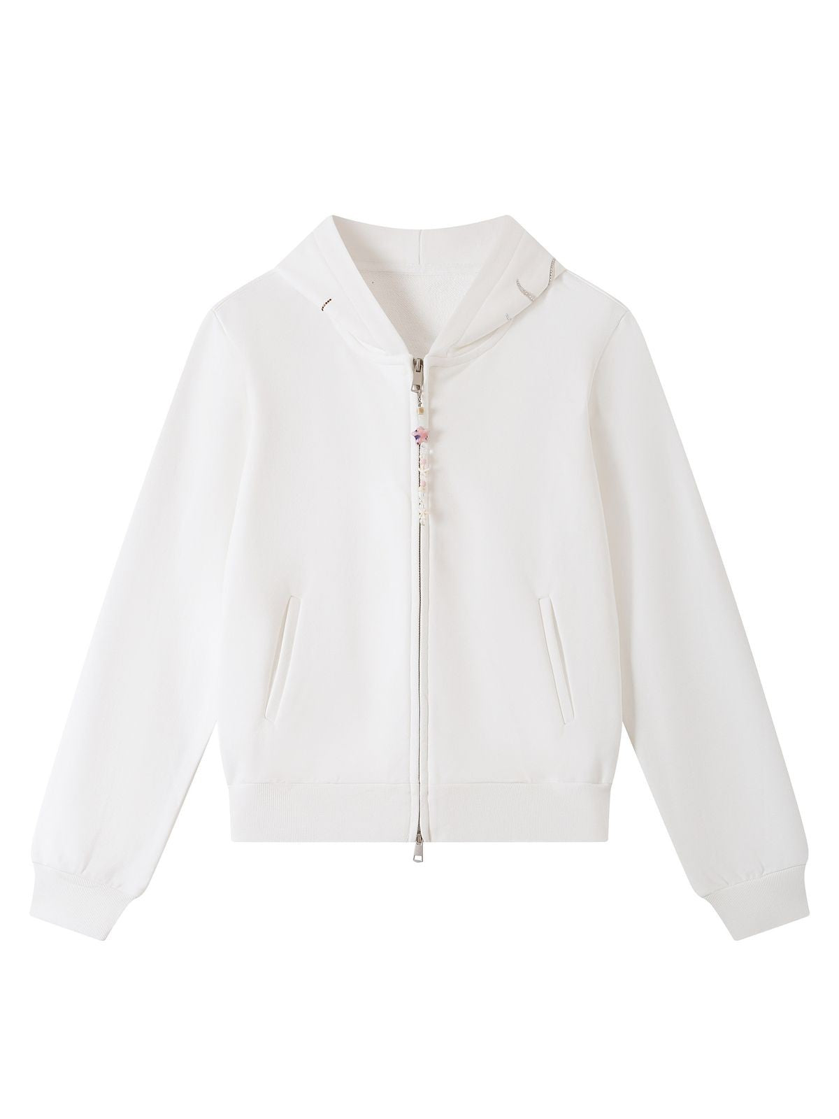 THELIGHT OFFICIAL Starfish Rhinestone Zip Up Hoodie in White