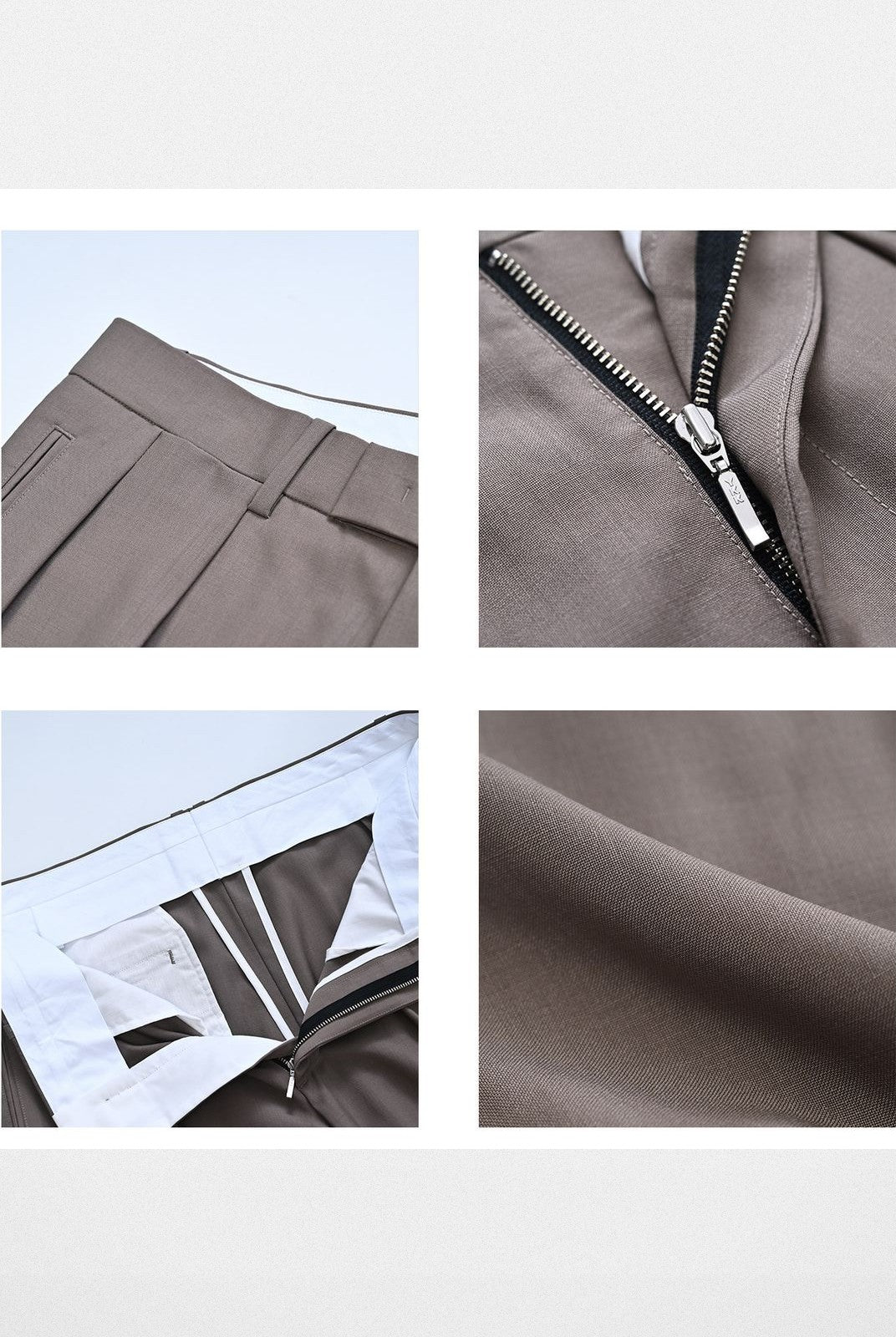 Roolrren Homme Pleated Wool Trousers in Beige - Detail