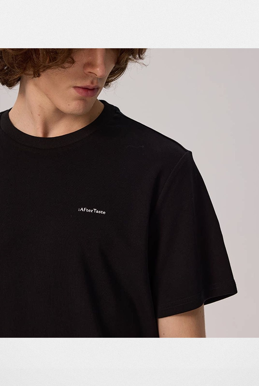 AFterTaste Small Crew Neck T Shirt in Black - On Model