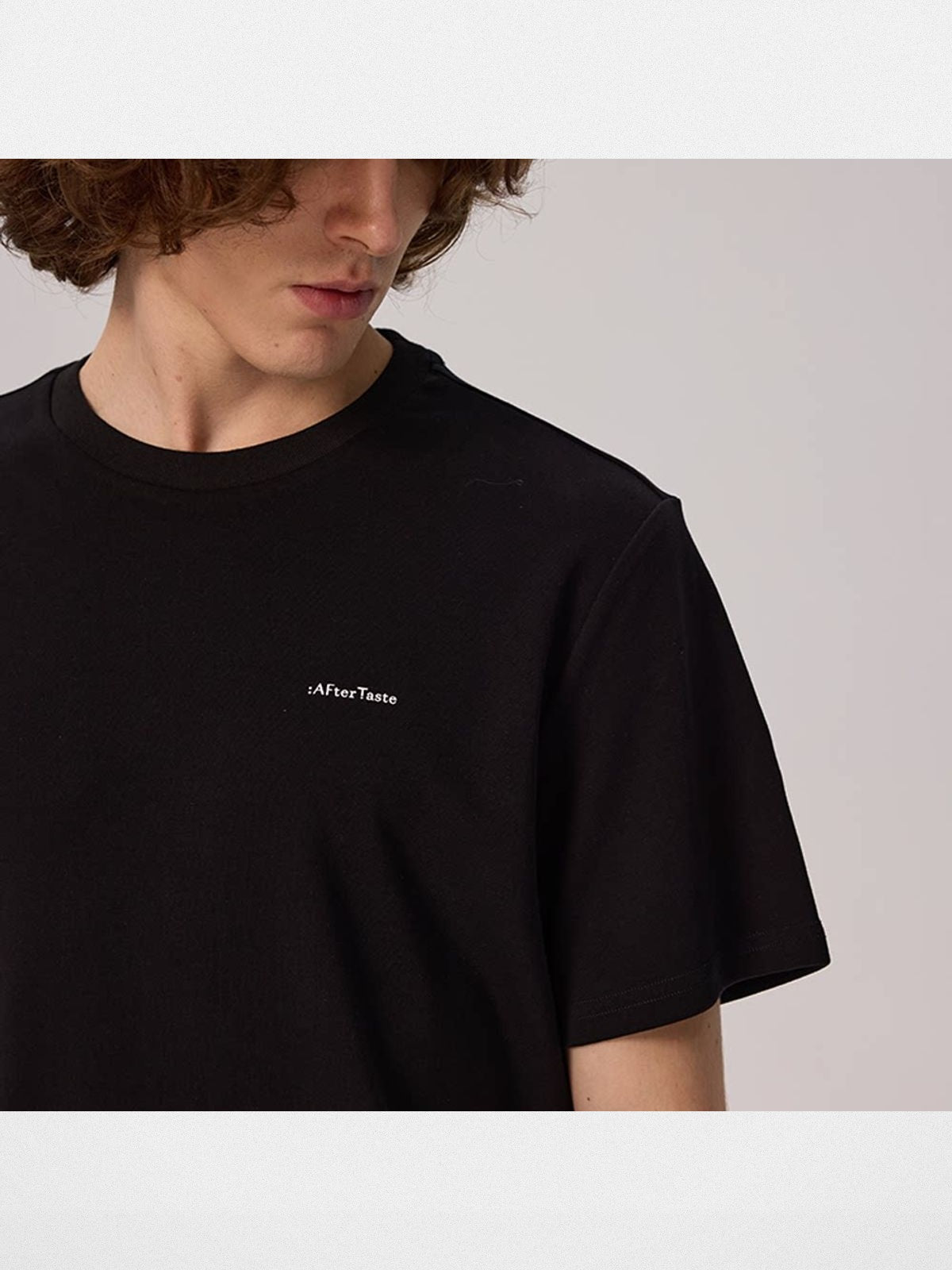 AFterTaste Small Crew Neck T Shirt in Black - On Model