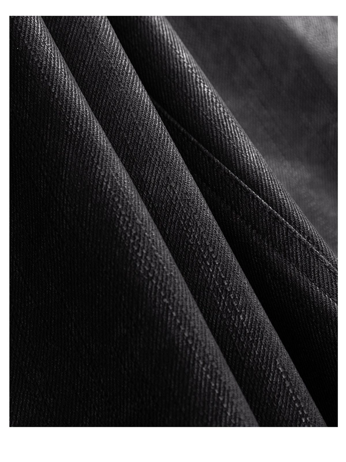 ACSENSE STUDIO Slub Texture Cropped Faux Leather Pants in Black - Detail