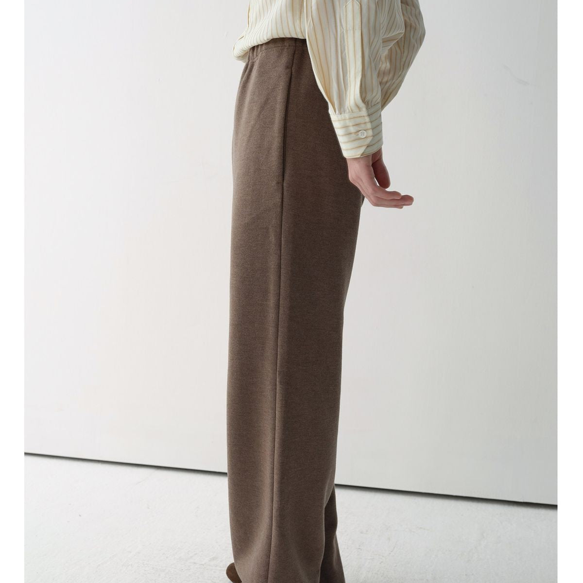 ROYA Merino Wool Blend Zip Hoodie in Oatmeal - On Female Model