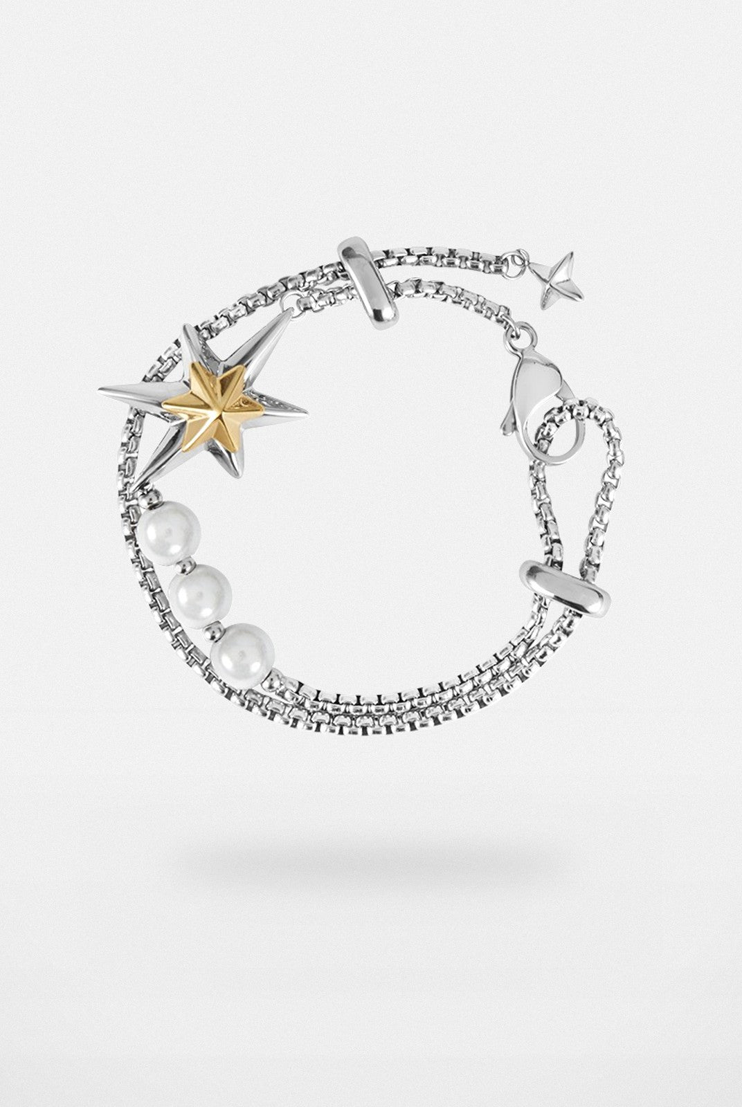 BLACKHEAD Two Tone Star Pearl Bracelet in Gold