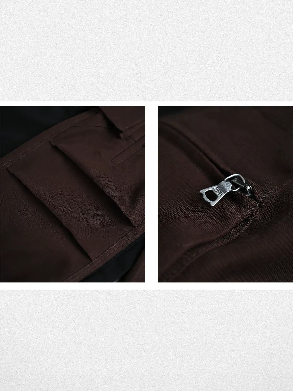 Roolrren Homme Heavyweight Cotton Cargo Trousers in Brown - Detail