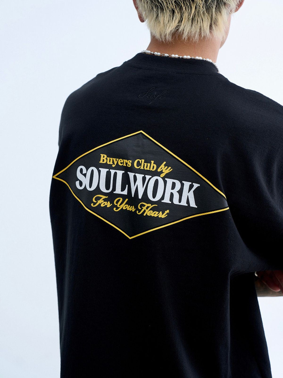 SWFI Heavyweight Cotton Logo T Shirt in Black - On Model