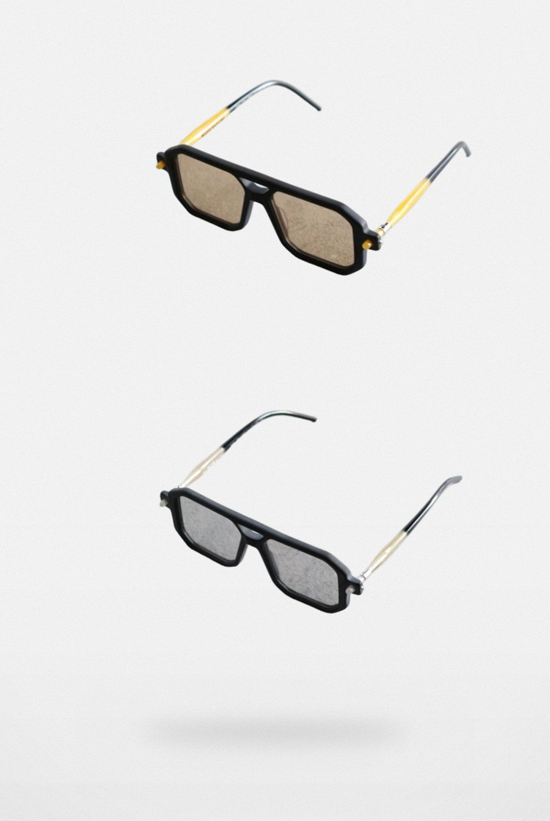 FUTURE UPDATE Oversized Geometric Double Bridge Glasses in Black