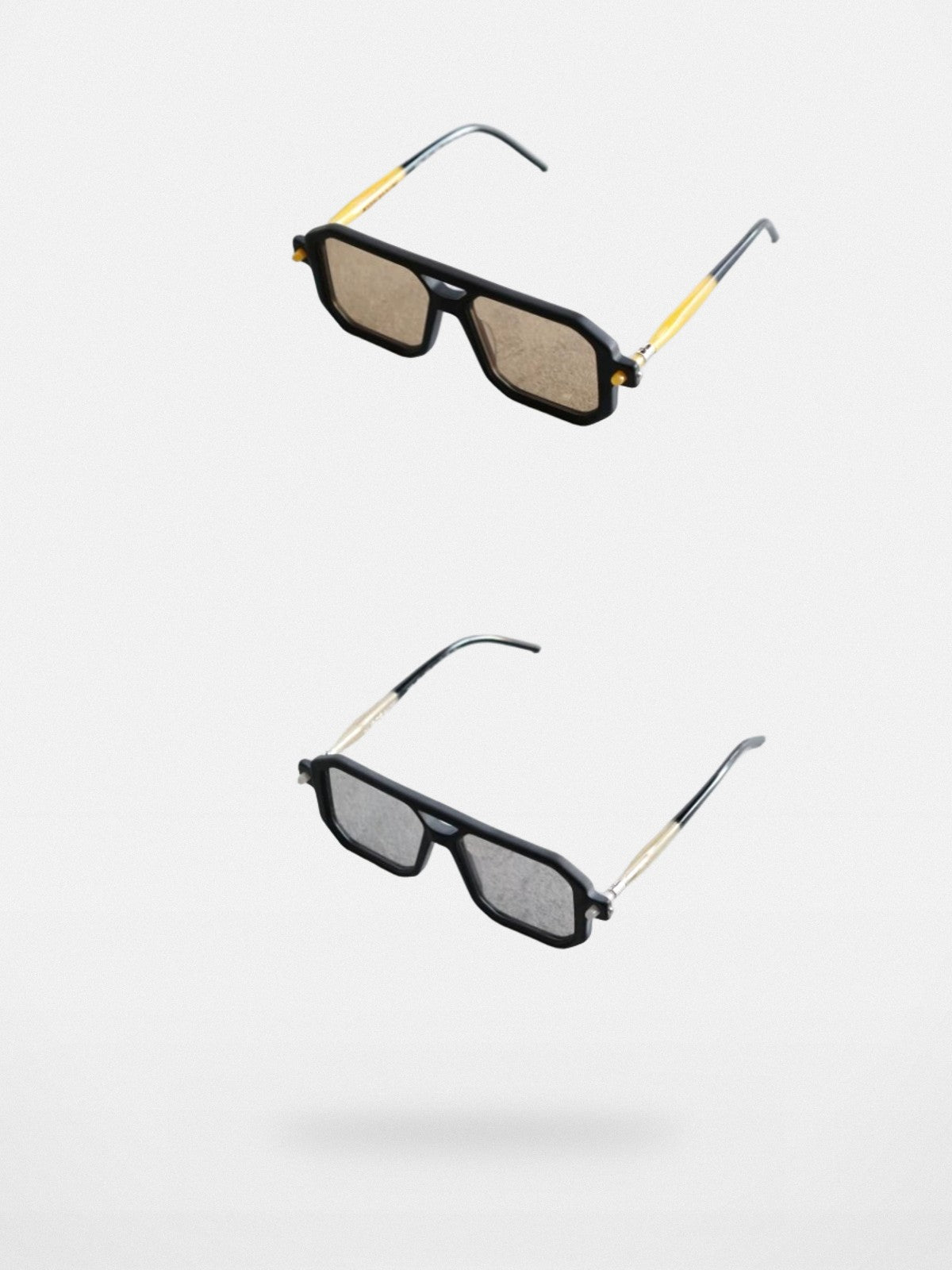 FUTURE UPDATE Oversized Geometric Double Bridge Glasses in Black