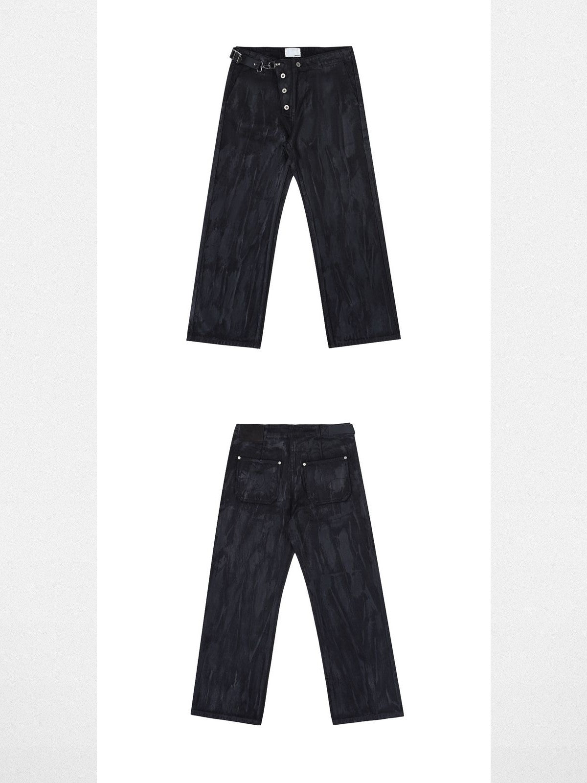 SOD Waxed Leather Buckle Jeans in Black