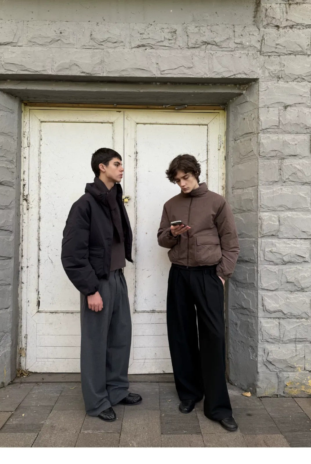 VLABMADE Double Pleated Wool Blend Trousers in Black - On Model