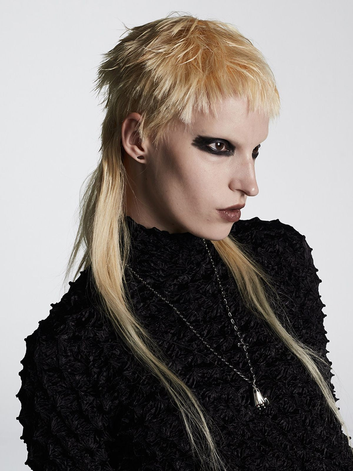 Blackhead Titanium Steel Ghost Necklace in Silver - On Model