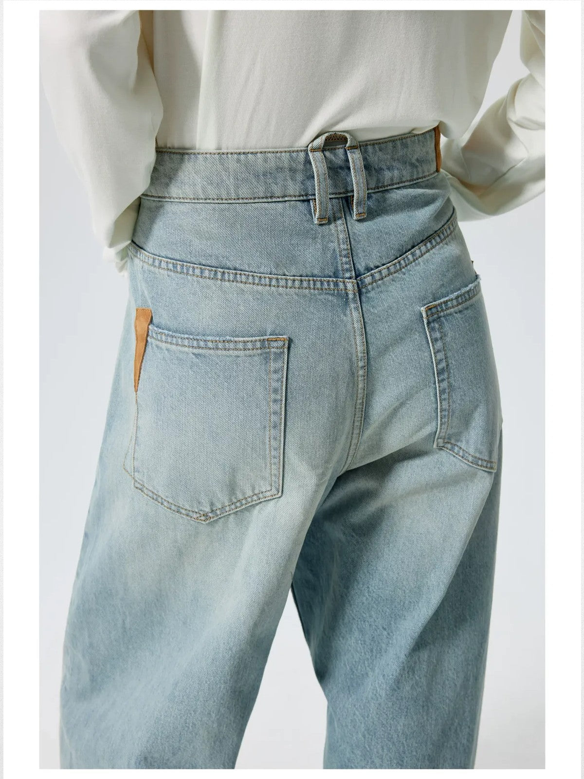 Simple Project Kaihara Indigo Washed A Line Jeans in Blue - On Female Model