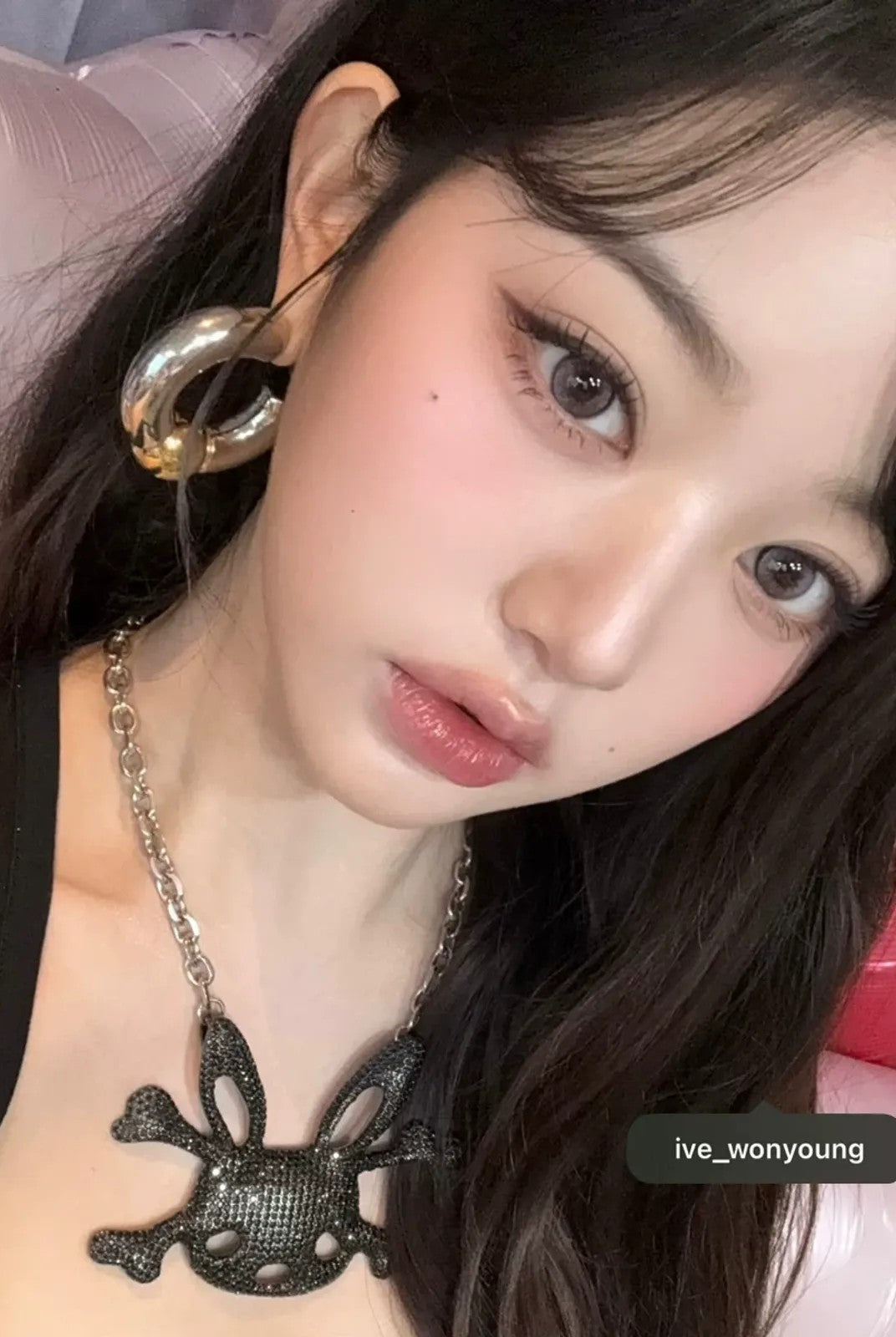 CFIERCE Rabbit Skull Necklace in Black - On Model