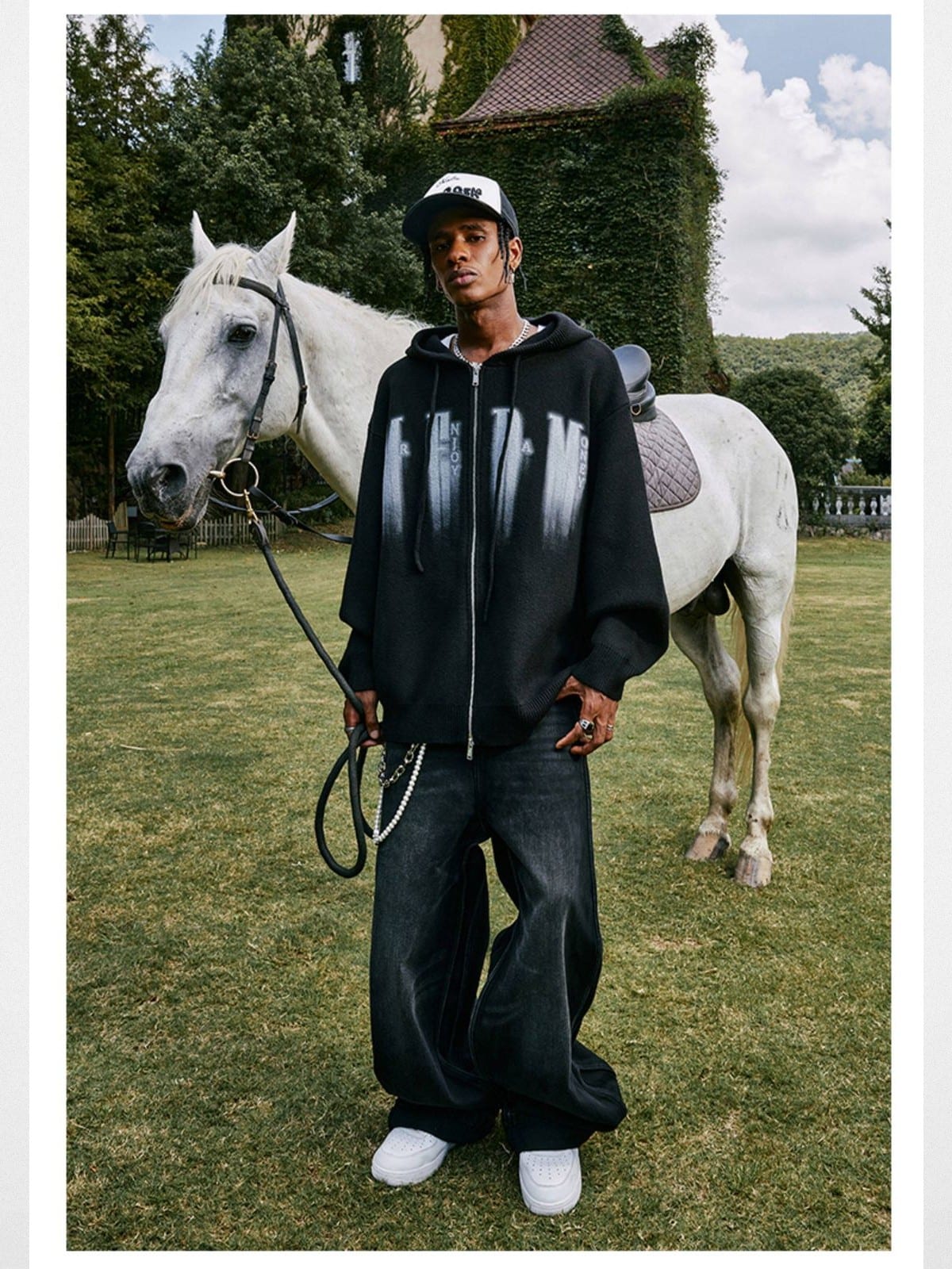 MEDM Phantom Graphic Knit Hoodie in Black - Lifestyle