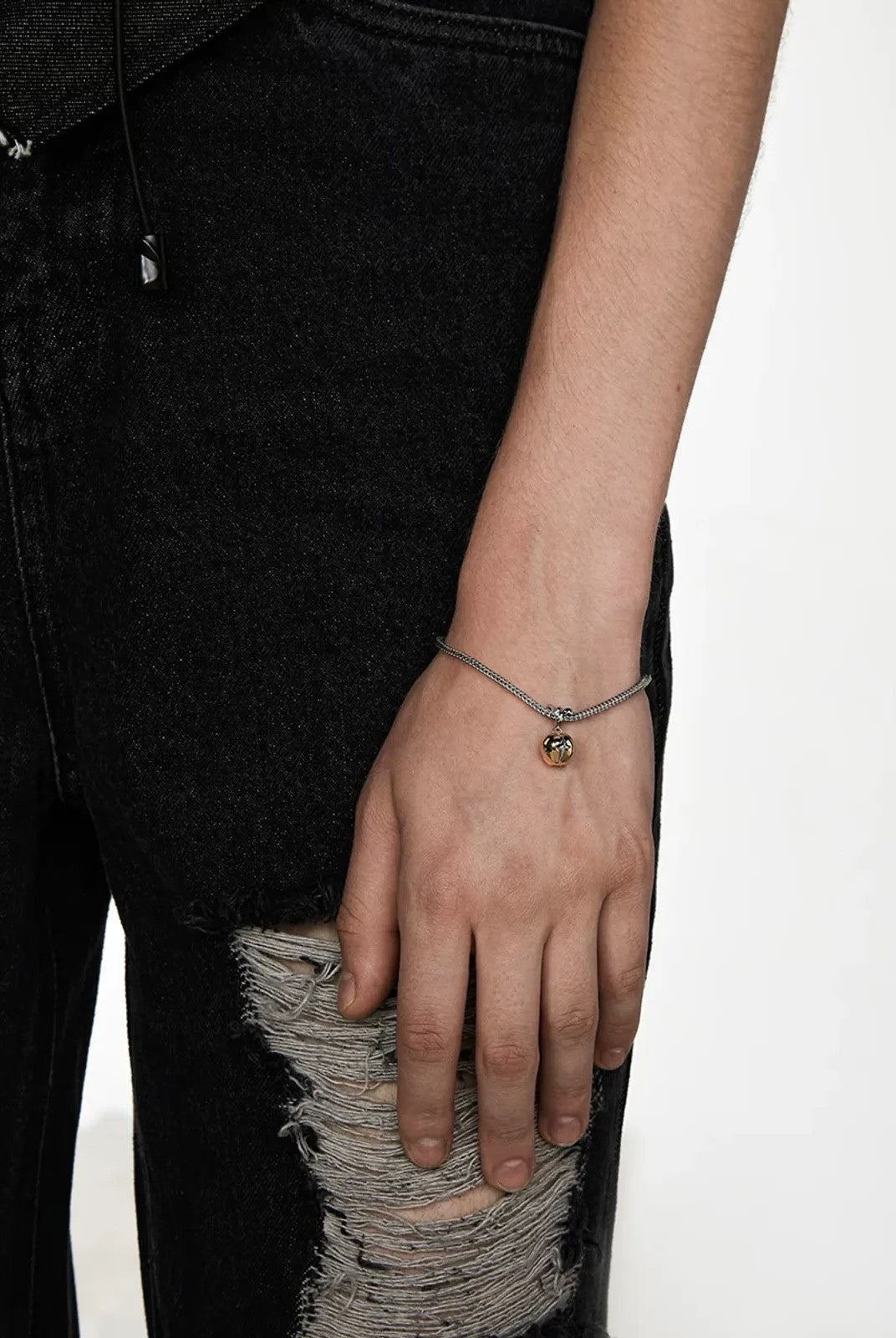 BLACKHEAD Two Tone Star Pendant Bracelet in Silver - On Model