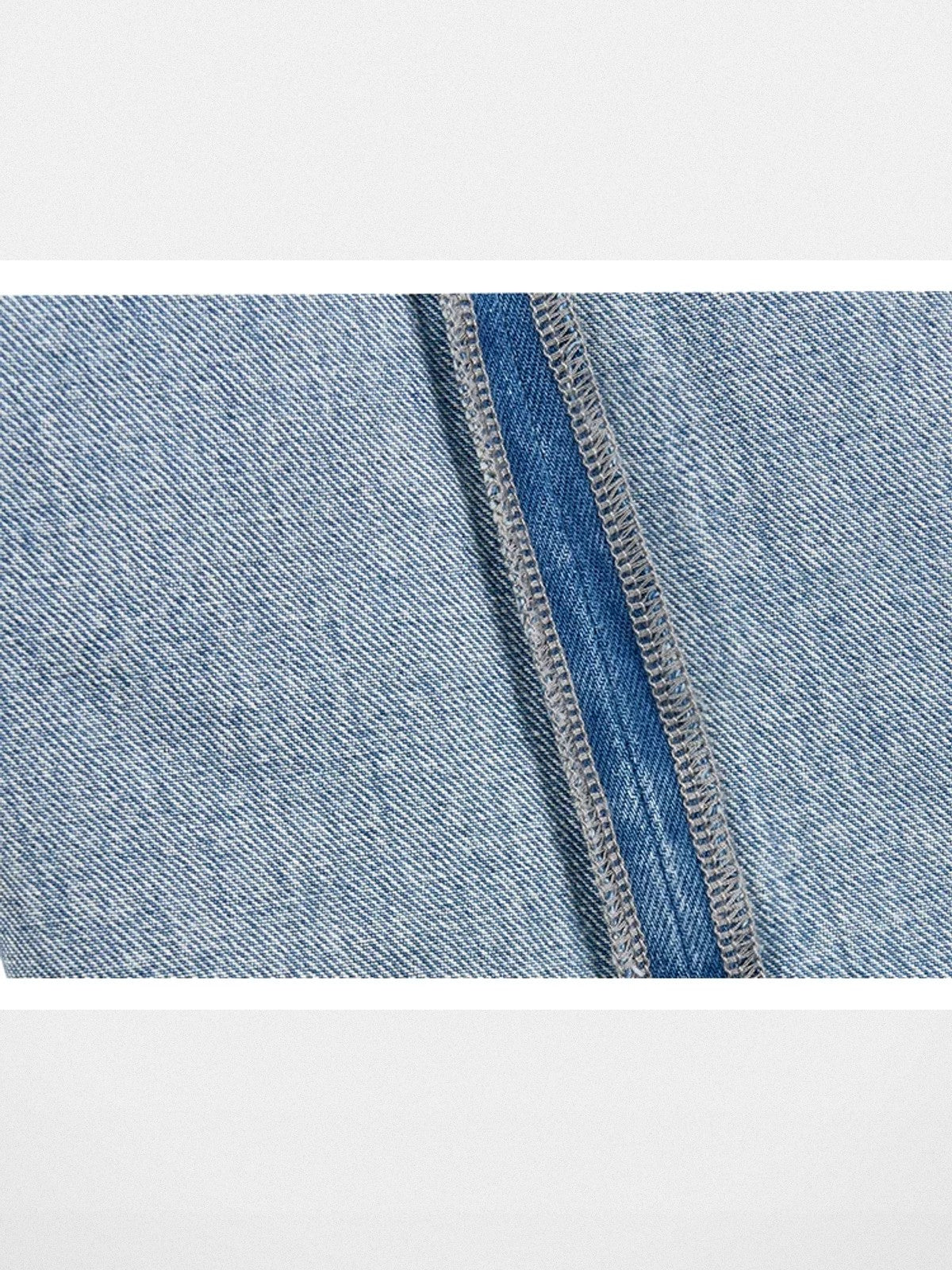 VLABMADE Ice Blue Raw Hem Straight Jeans in Blue - Detail