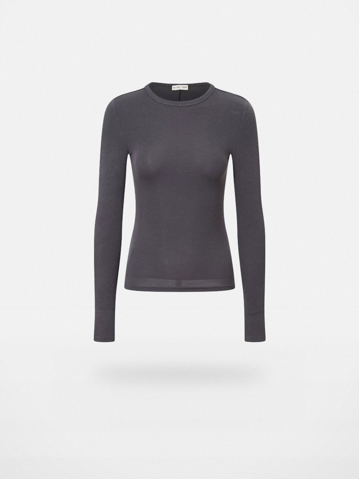 Alright Then Fitted Long Sleeve Crew Neck in Gray