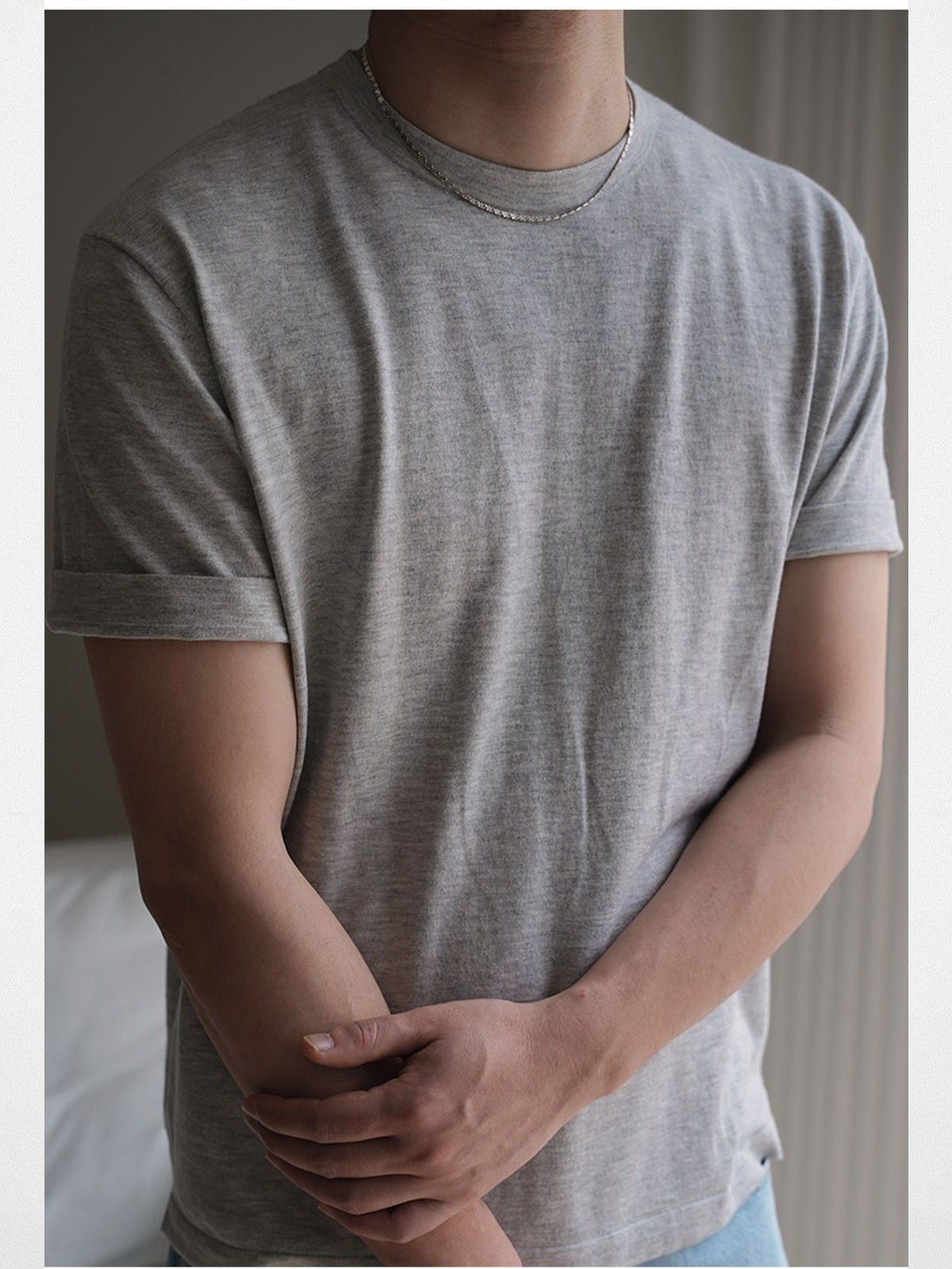 Roolrren Homme Organic Cotton Blend T Shirt in Gray - On Model