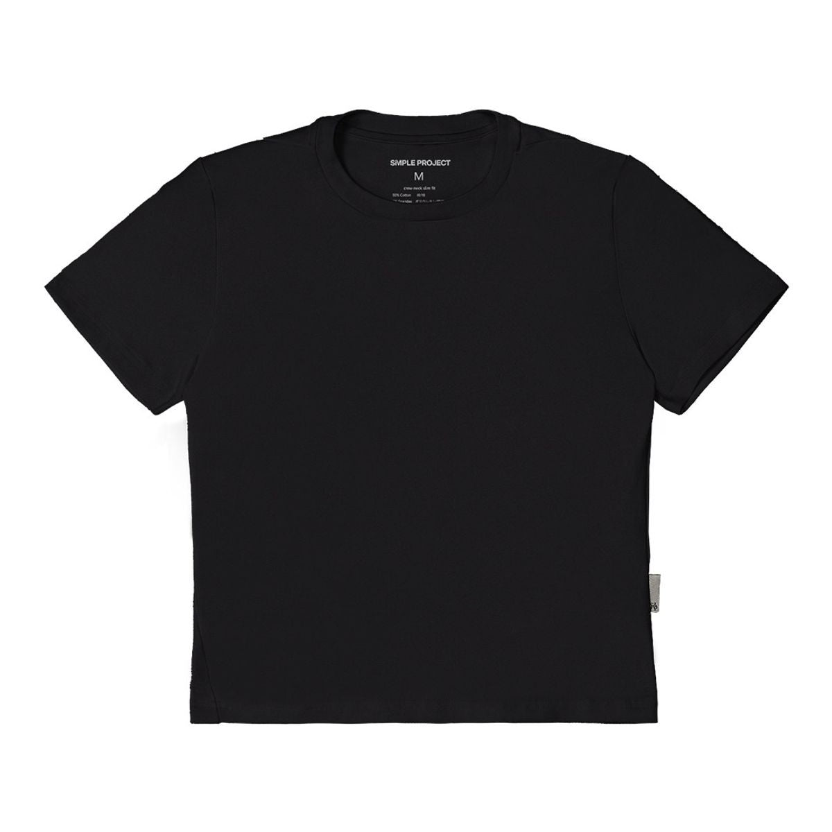 Simple Project Cotton Blend Asymmetric Seam Tee in Black