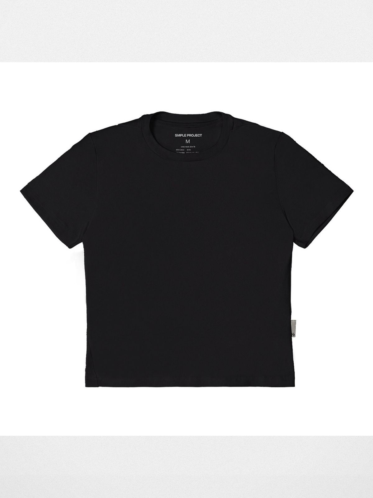 Simple Project Cotton Blend Asymmetric Seam Tee in Black