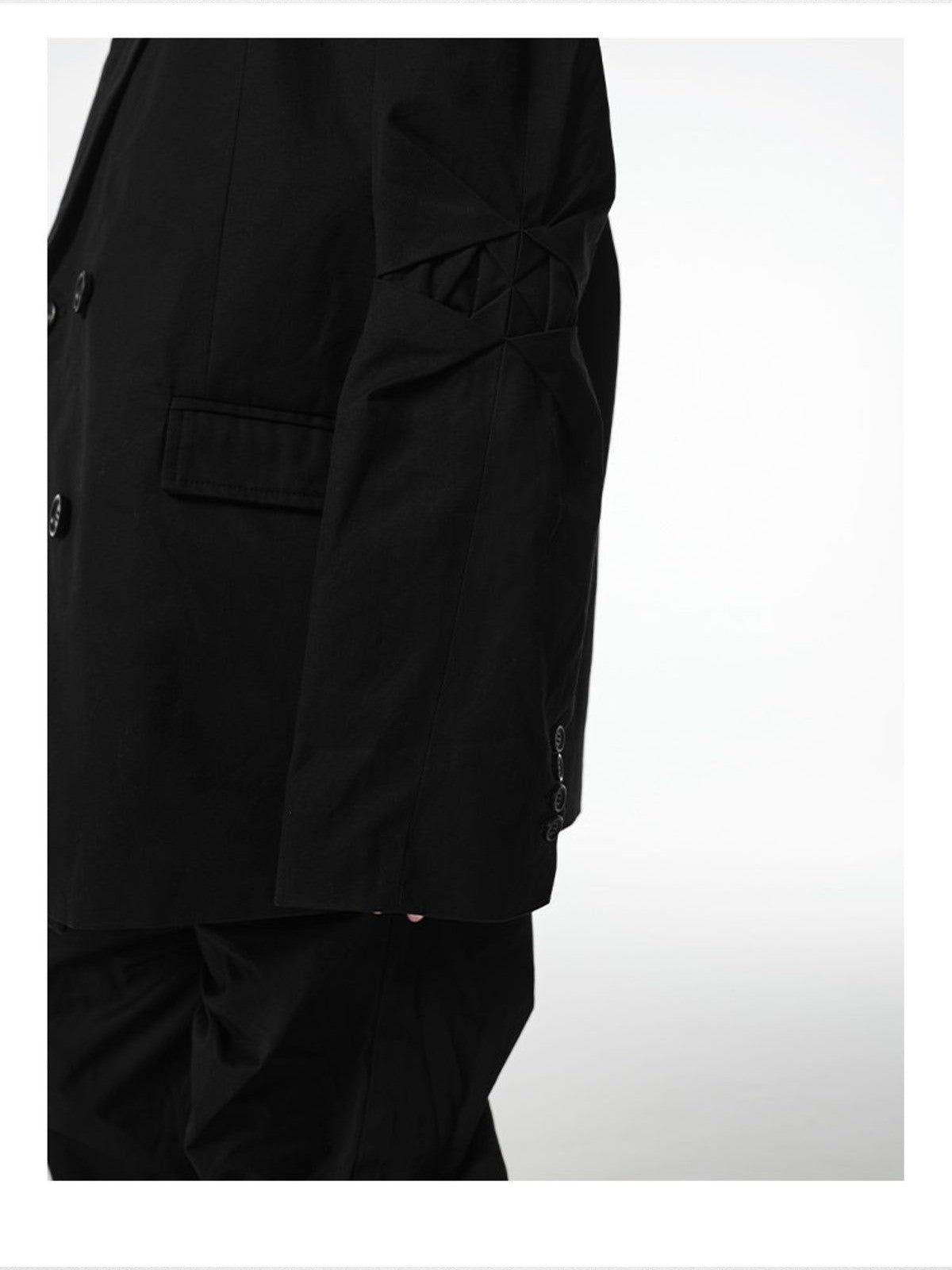 TRIANGLE PROJECT Deconstructed Origami Blazer in Black - On Model