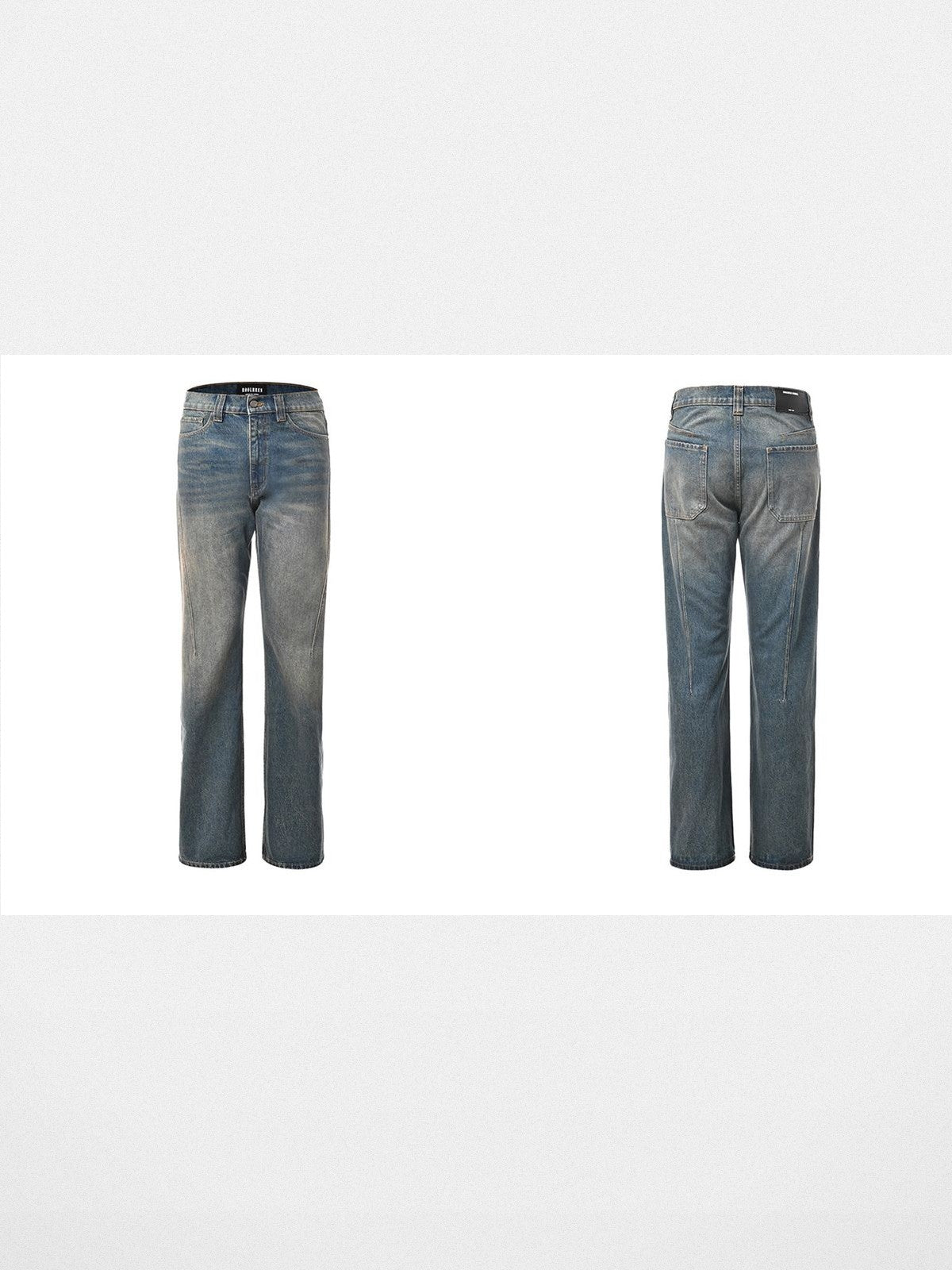 Roolrren Homme Heavyweight Vintage Wash Jeans in Blue